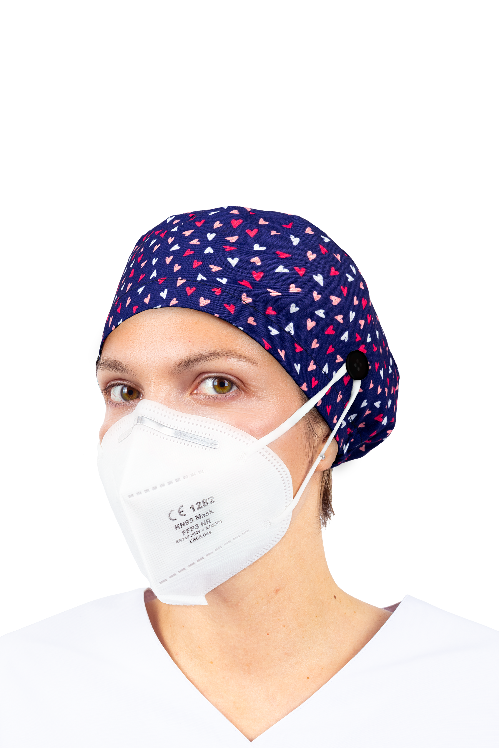 Surgical cap for long hair with buttons - Printed-54