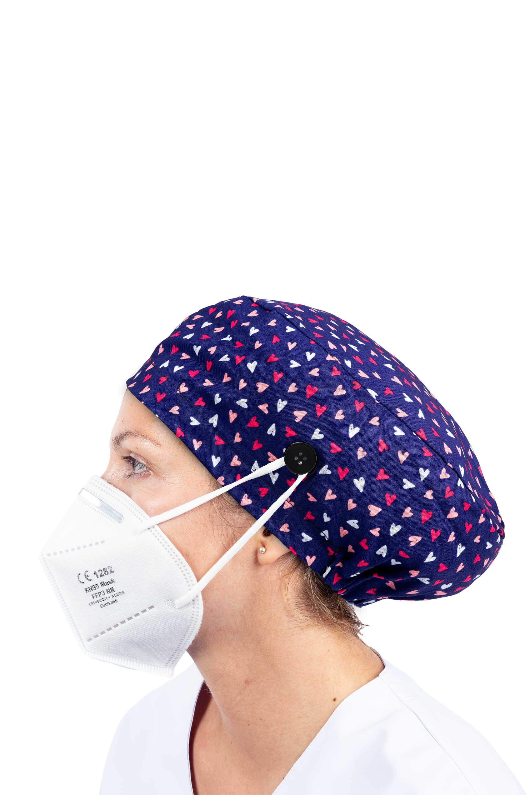 Surgical cap for long hair with buttons - Printed-55
