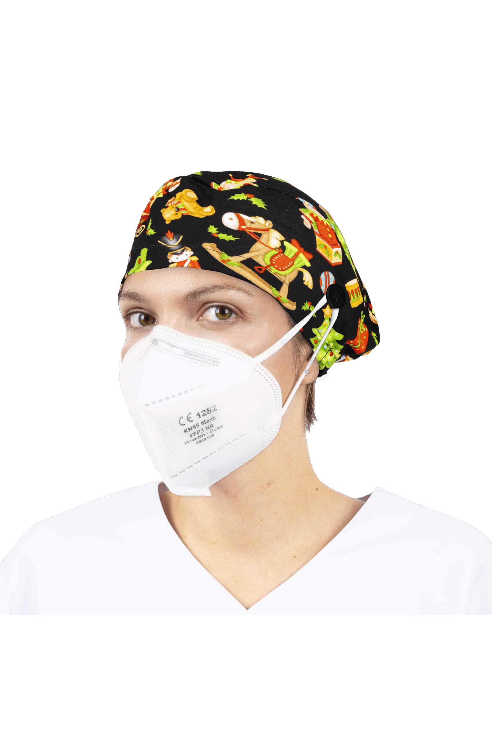 Surgical cap for long hair with buttons - Printed-50