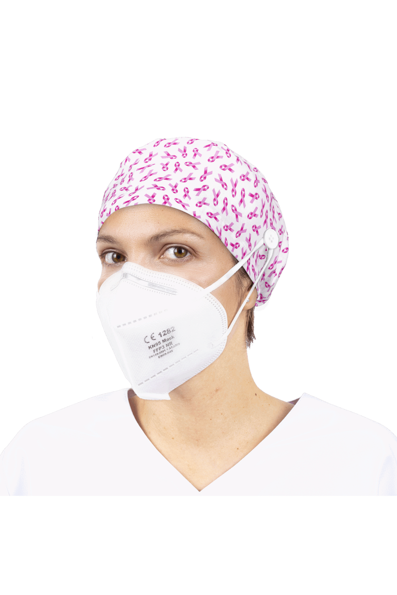Surgical cap for long hair with buttons - Printed-zoom-