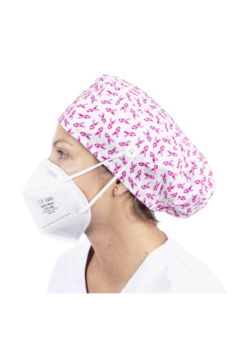 Surgical cap for long hair with buttons - Printed-zoom-