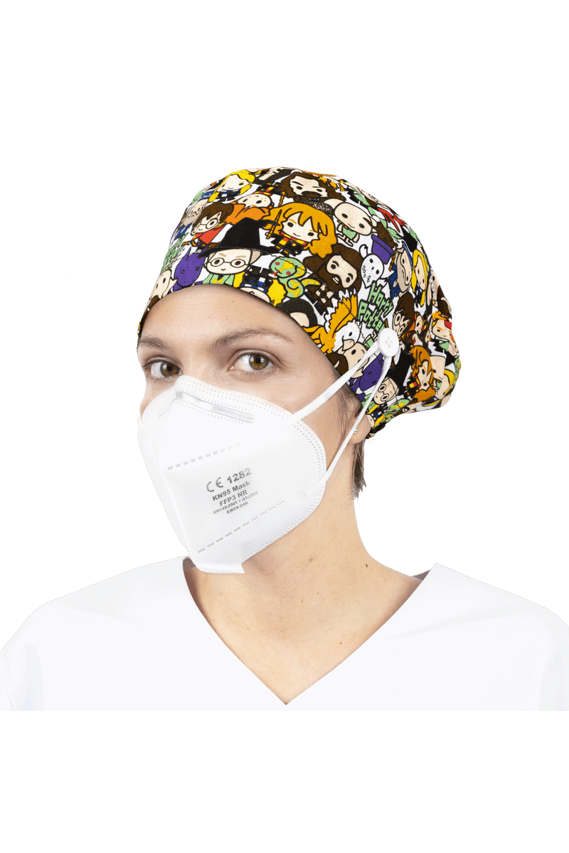 Surgical cap for long hair with buttons - Printed-zoom-