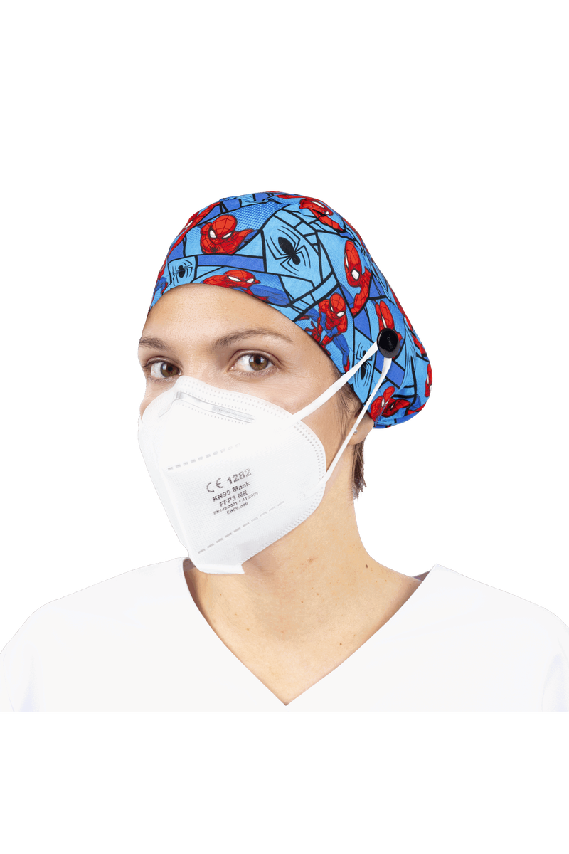 Surgical cap for long hair with buttons - Printed-zoom-