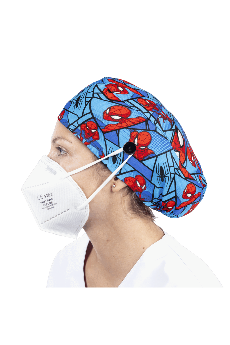 Surgical cap for long hair with buttons - Printed-zoom-