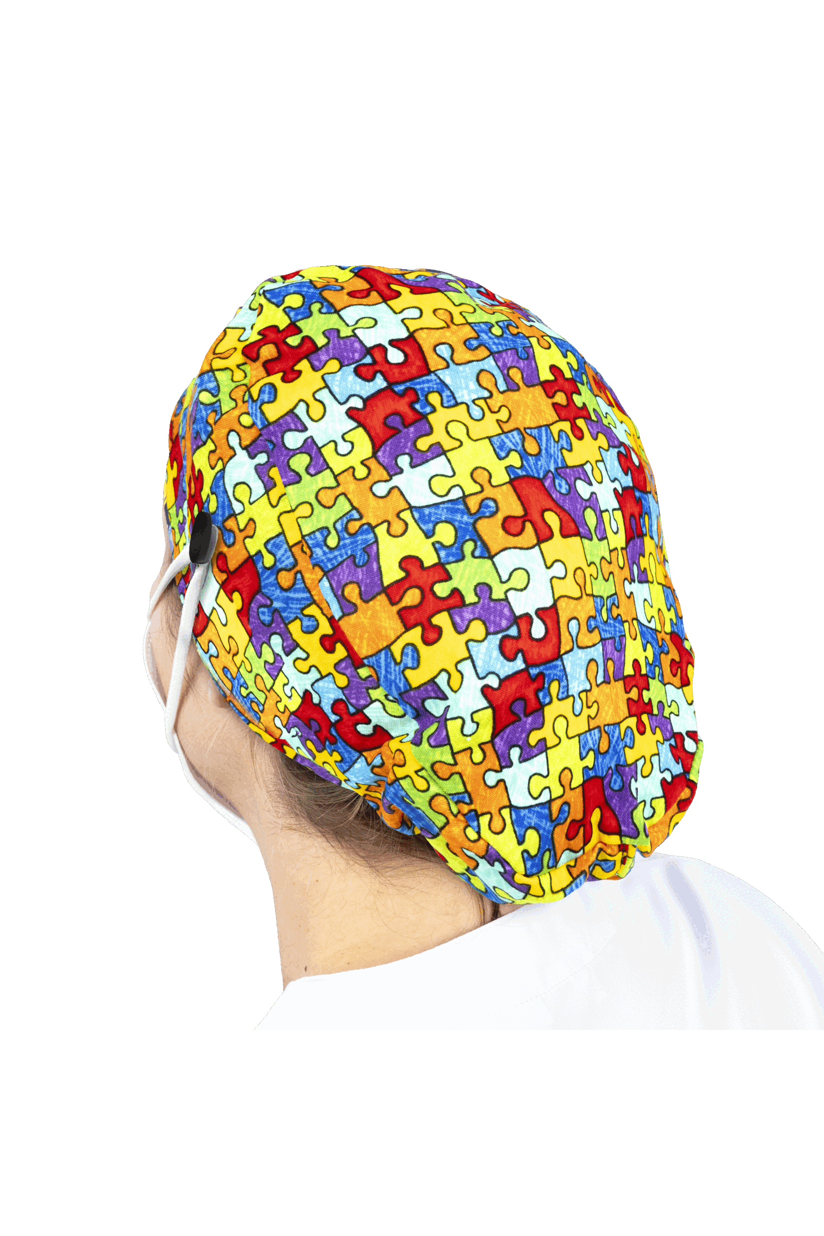 Surgical cap for long hair with buttons - Printed-38