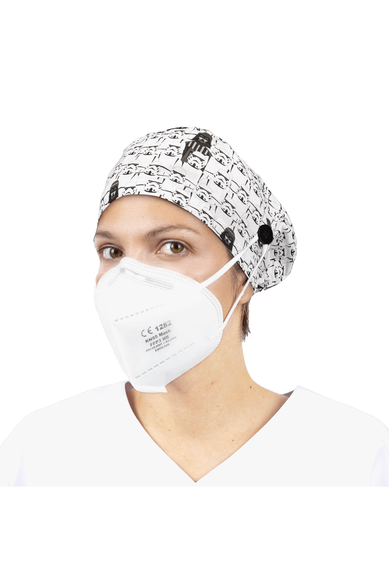 Surgical cap for long hair with buttons - Printed-zoom-