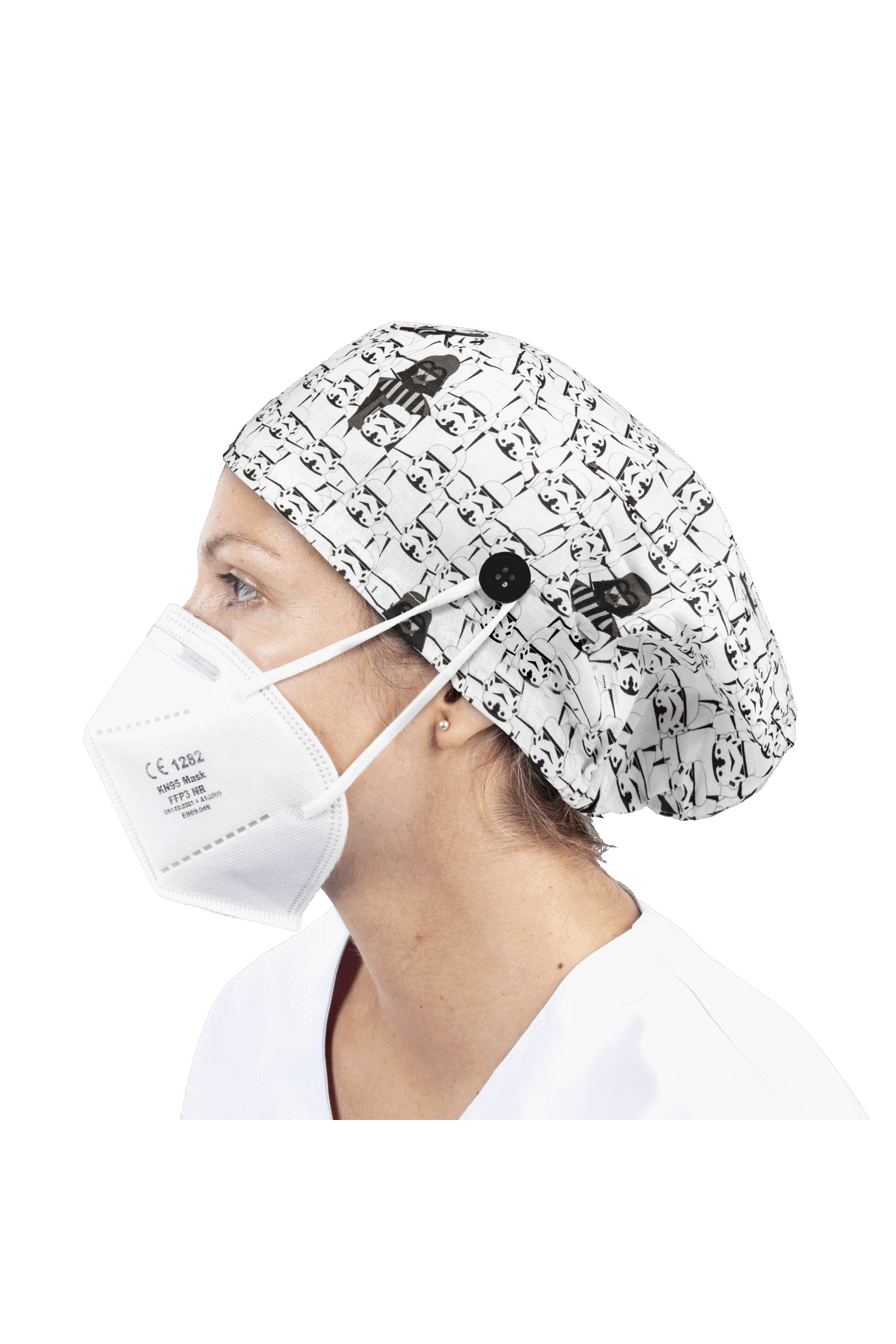Surgical cap for long hair with buttons - Printed-40