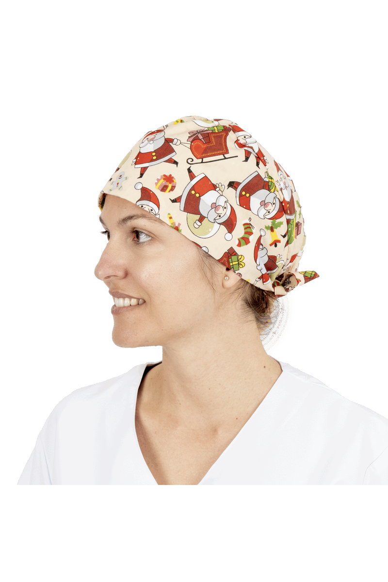 Short hair surgical cap with buttons - Printed -zoom-