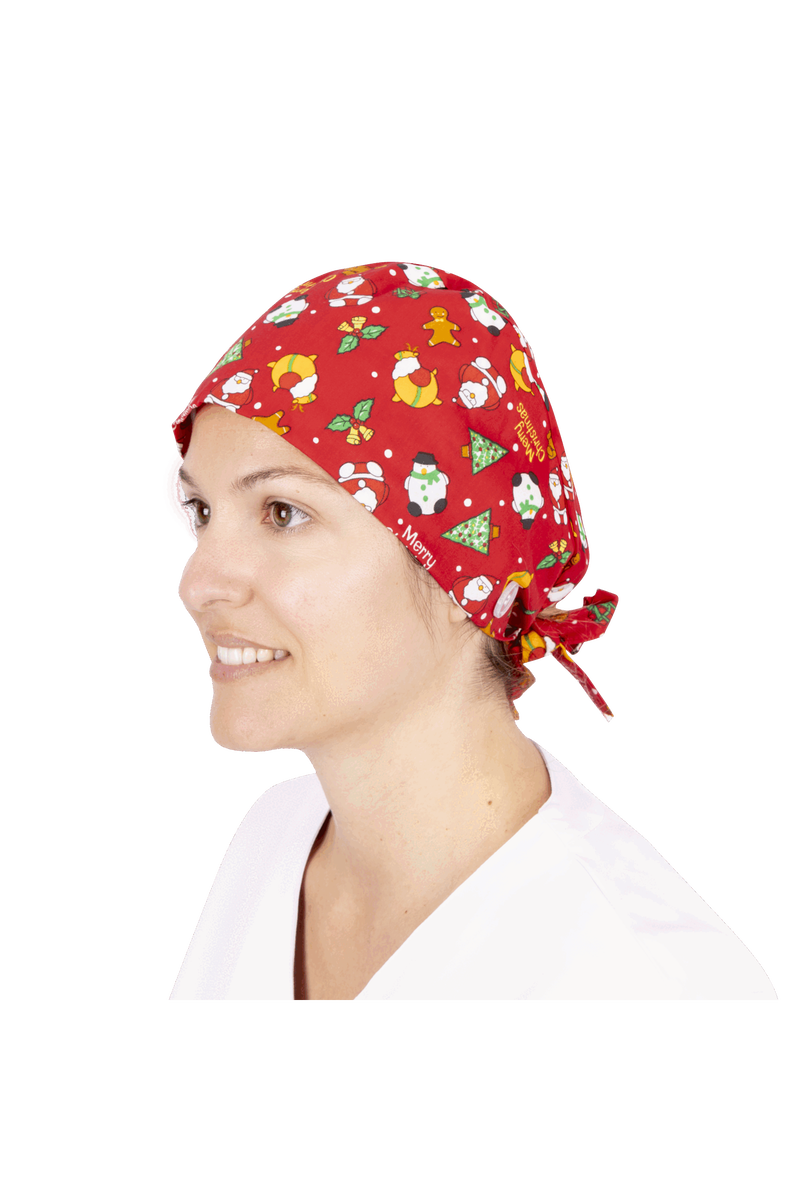 Short hair surgical cap with buttons - Printed -zoom-