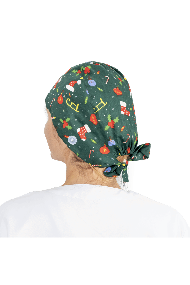 Short hair surgical cap with buttons - Printed -zoom-
