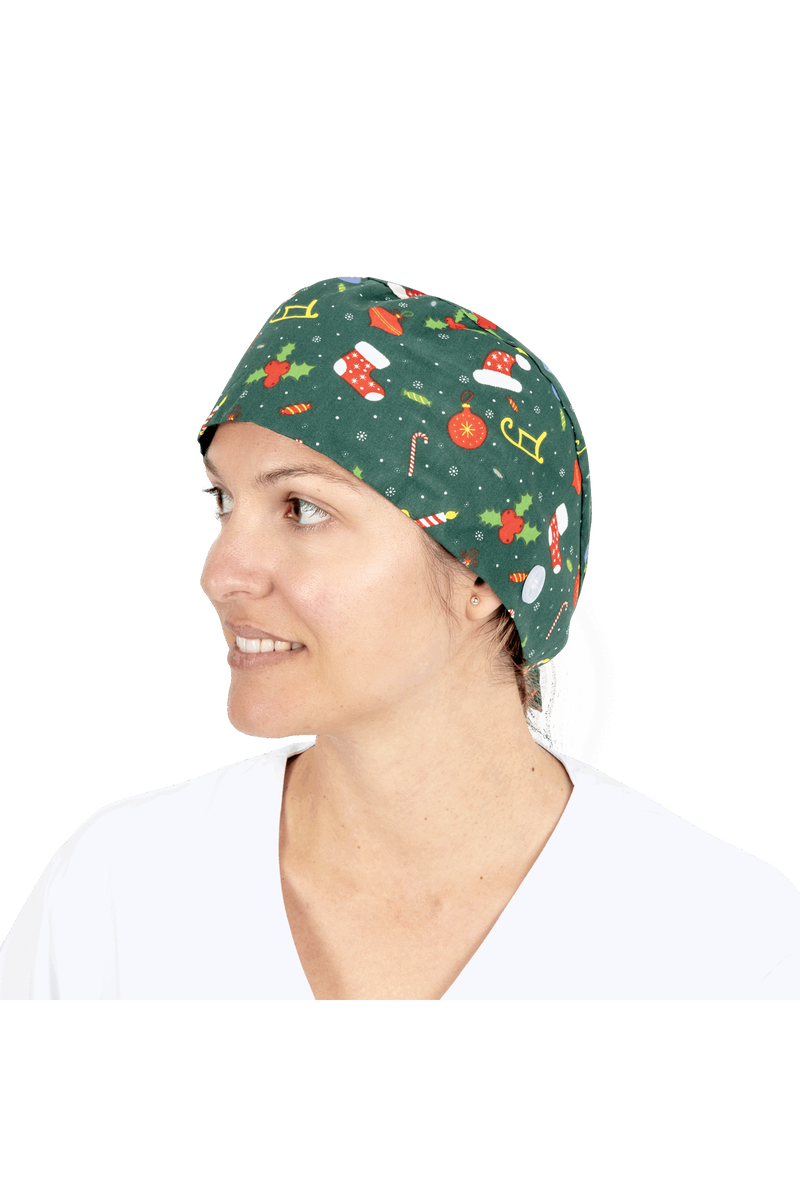 Short hair surgical cap with buttons - Printed -zoom-