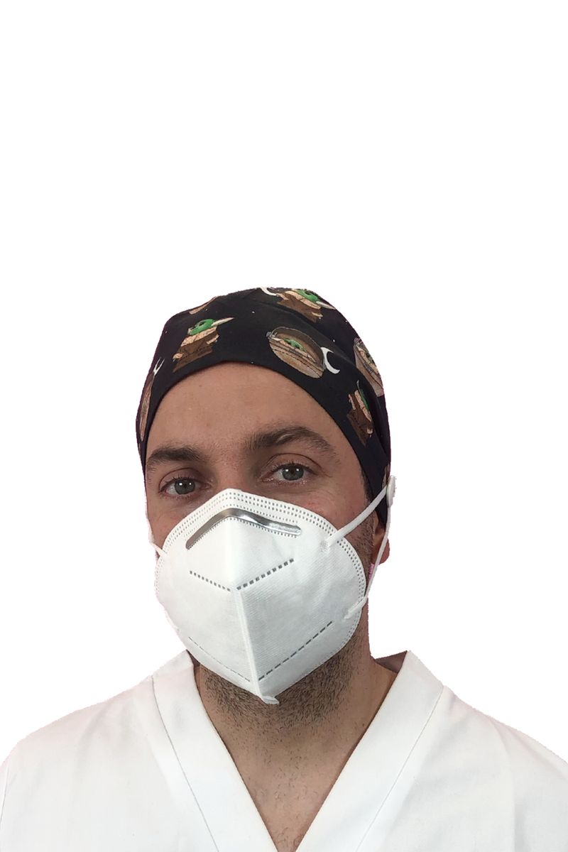 Short hair surgical cap with buttons - Printed -zoom-