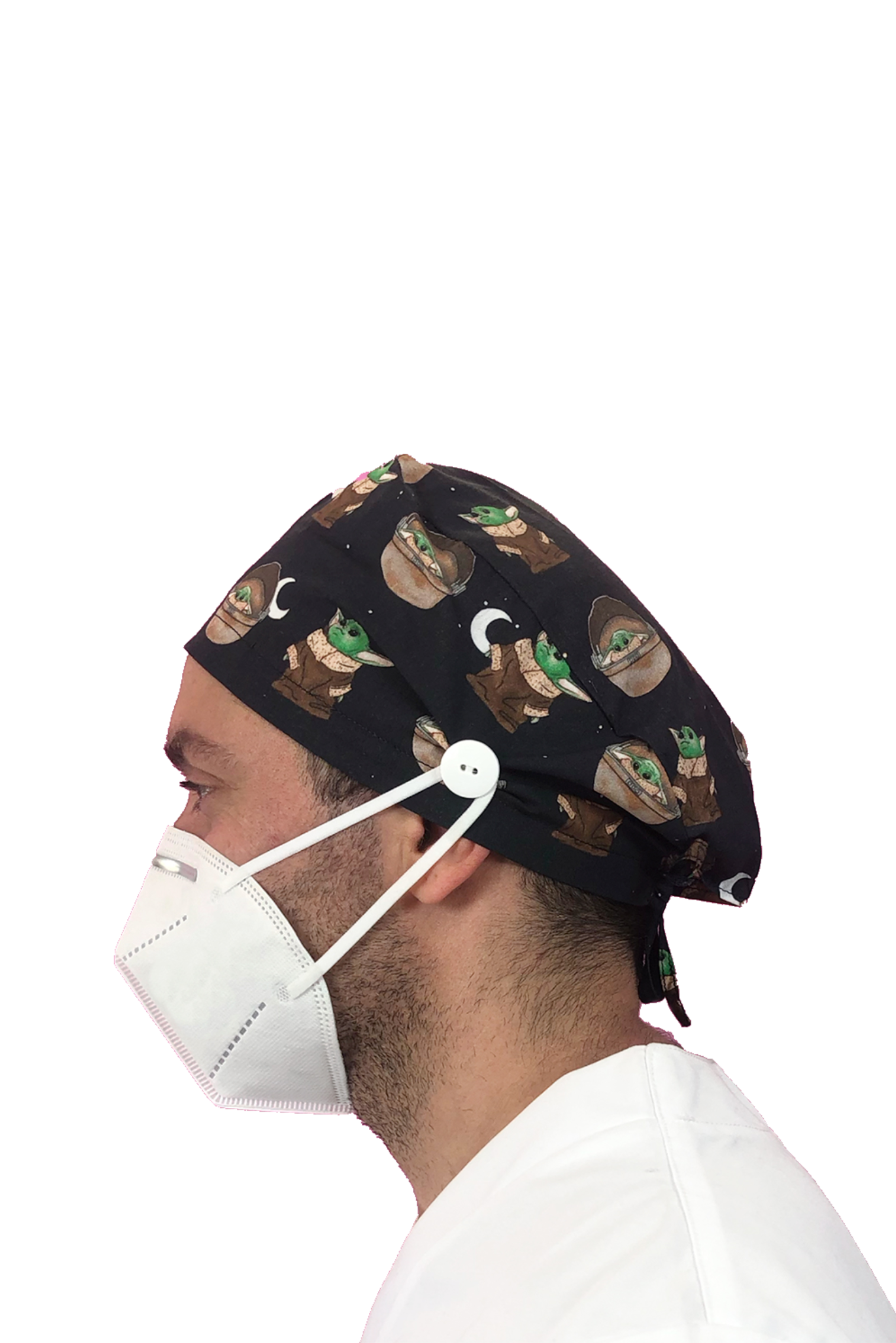 Short hair surgical cap with buttons - Printed -zoom-4
