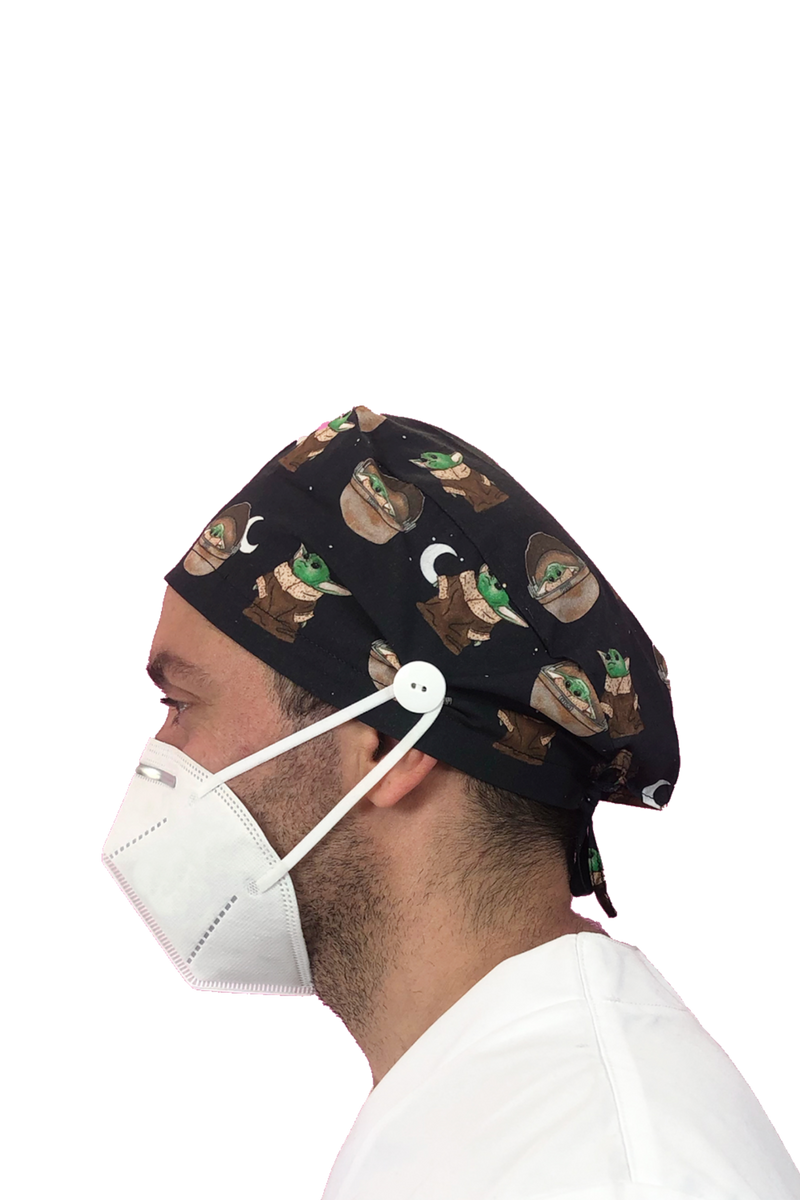 Short hair surgical cap with buttons - Printed -zoom-