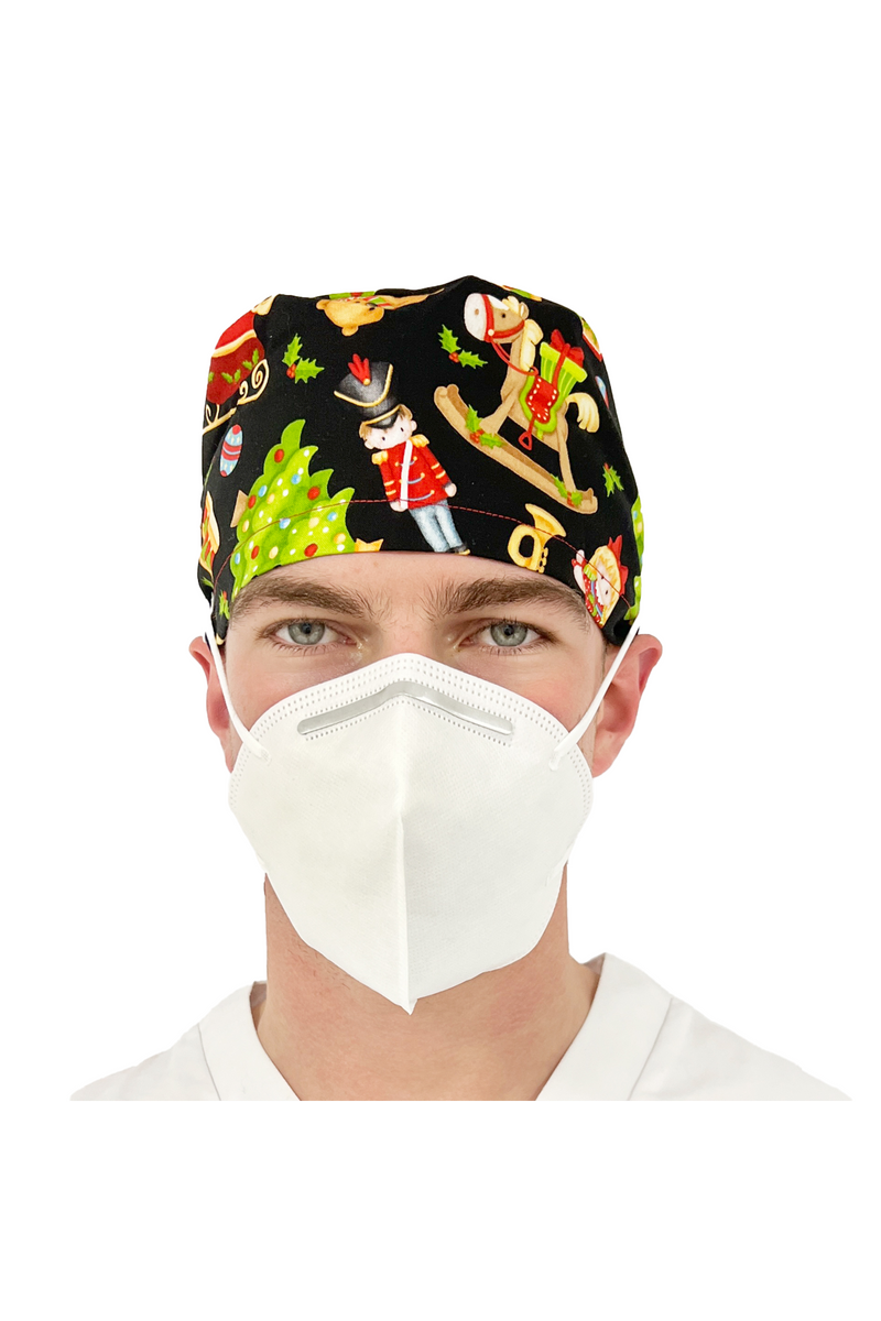 Short hair surgical cap with buttons - Printed -zoom-