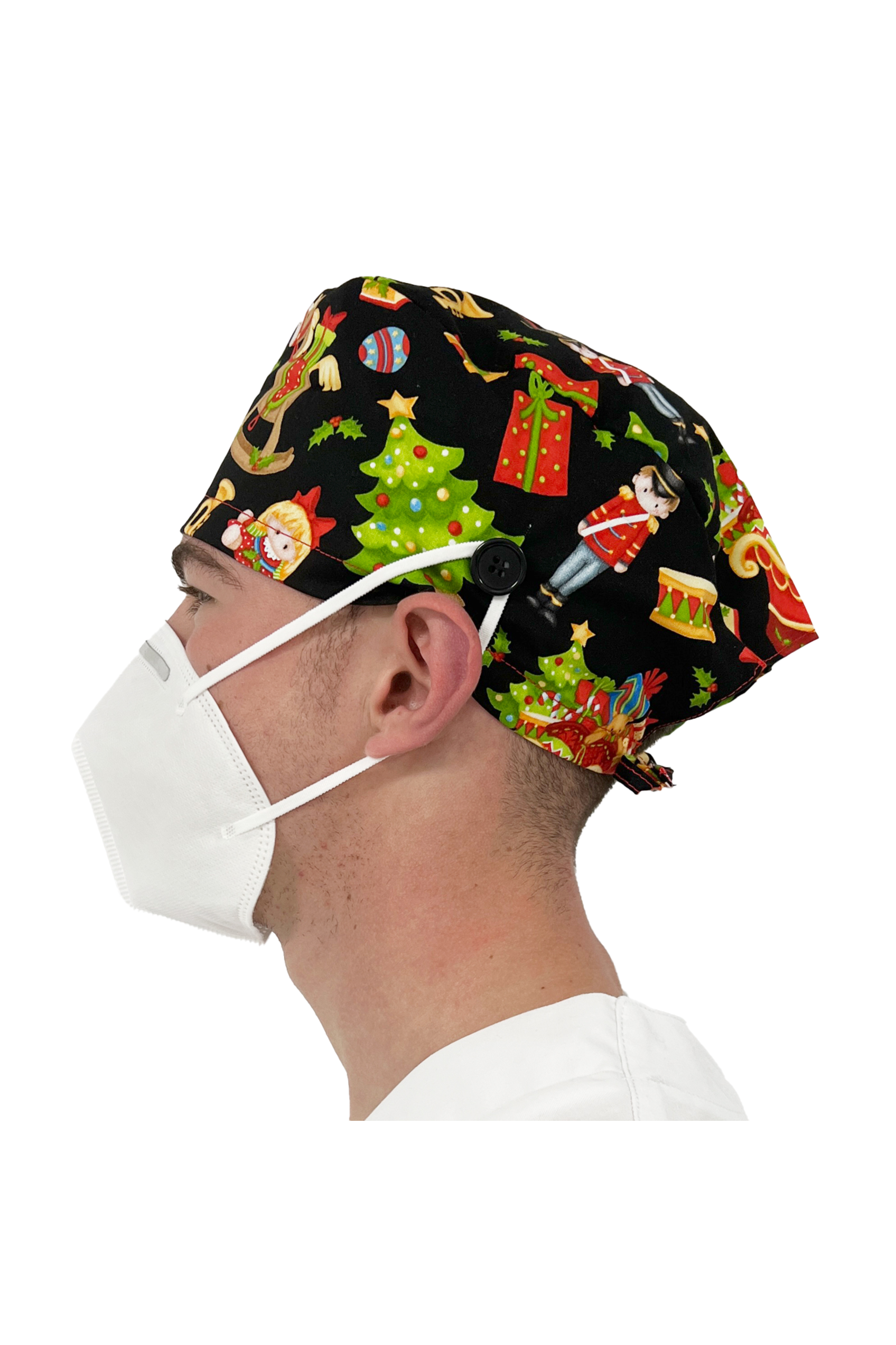 Short hair surgical cap with buttons - Printed -54