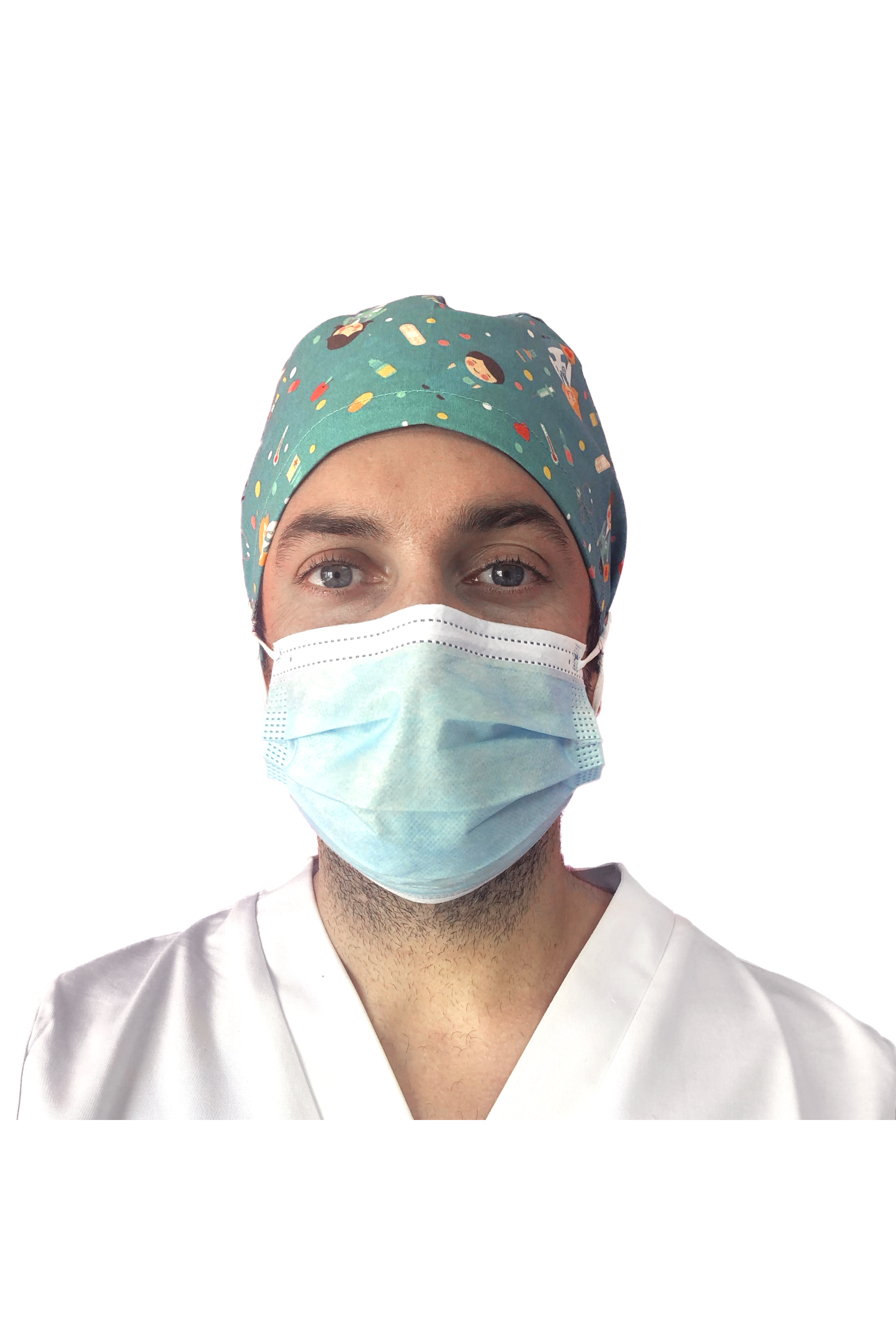 Short hair surgical cap with buttons - Printed -59