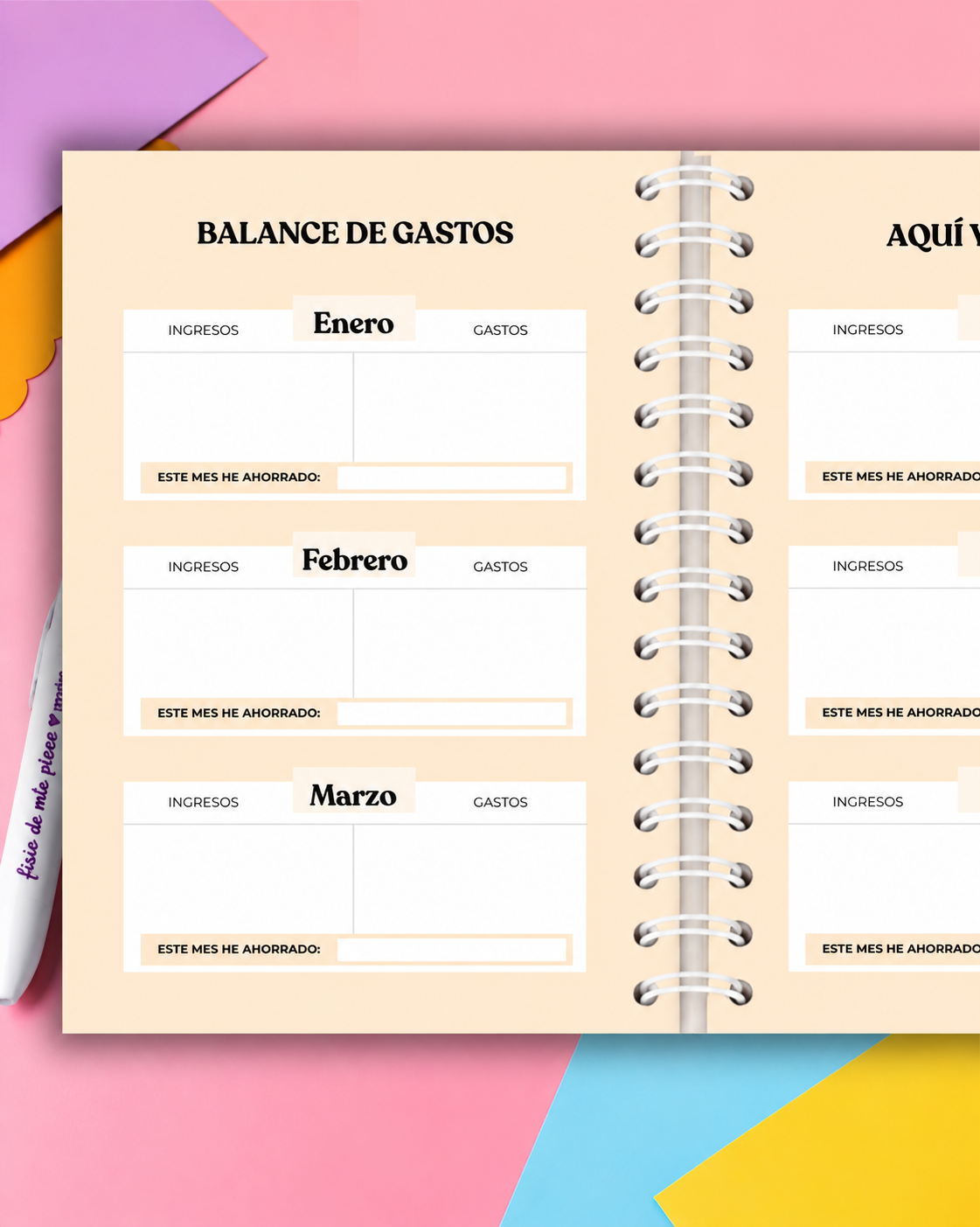 Interior de la Agenda del Fisio 2027 con planificación semanal