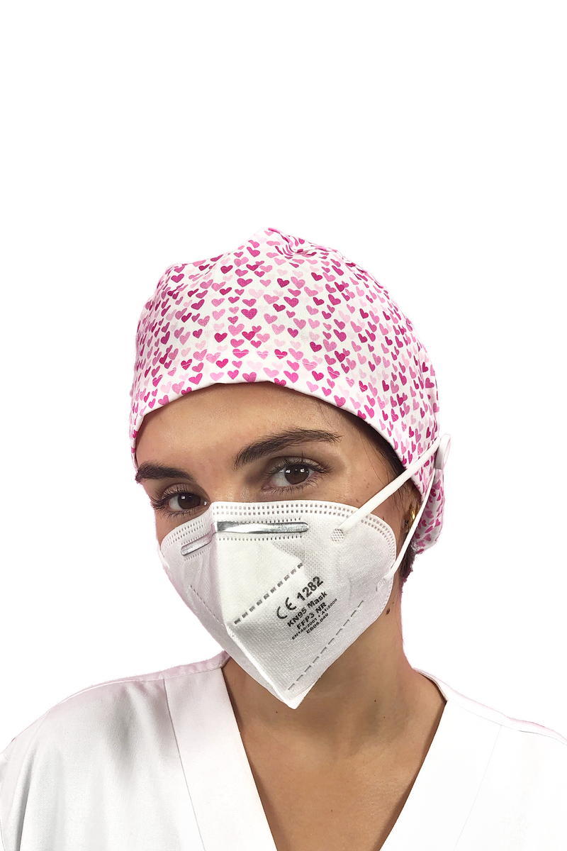 Surgical cap for long hair with buttons - Printed-zoom-