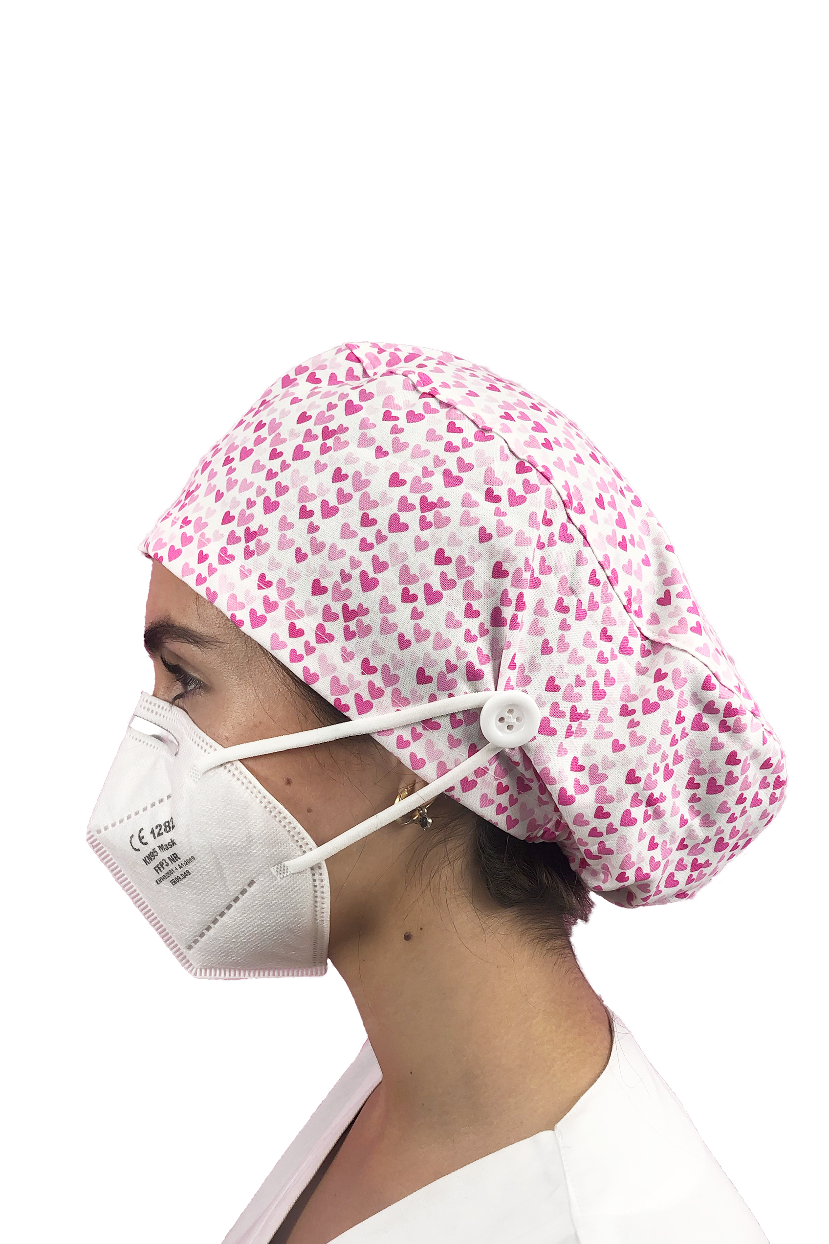 Surgical cap for long hair with buttons - Printed-57