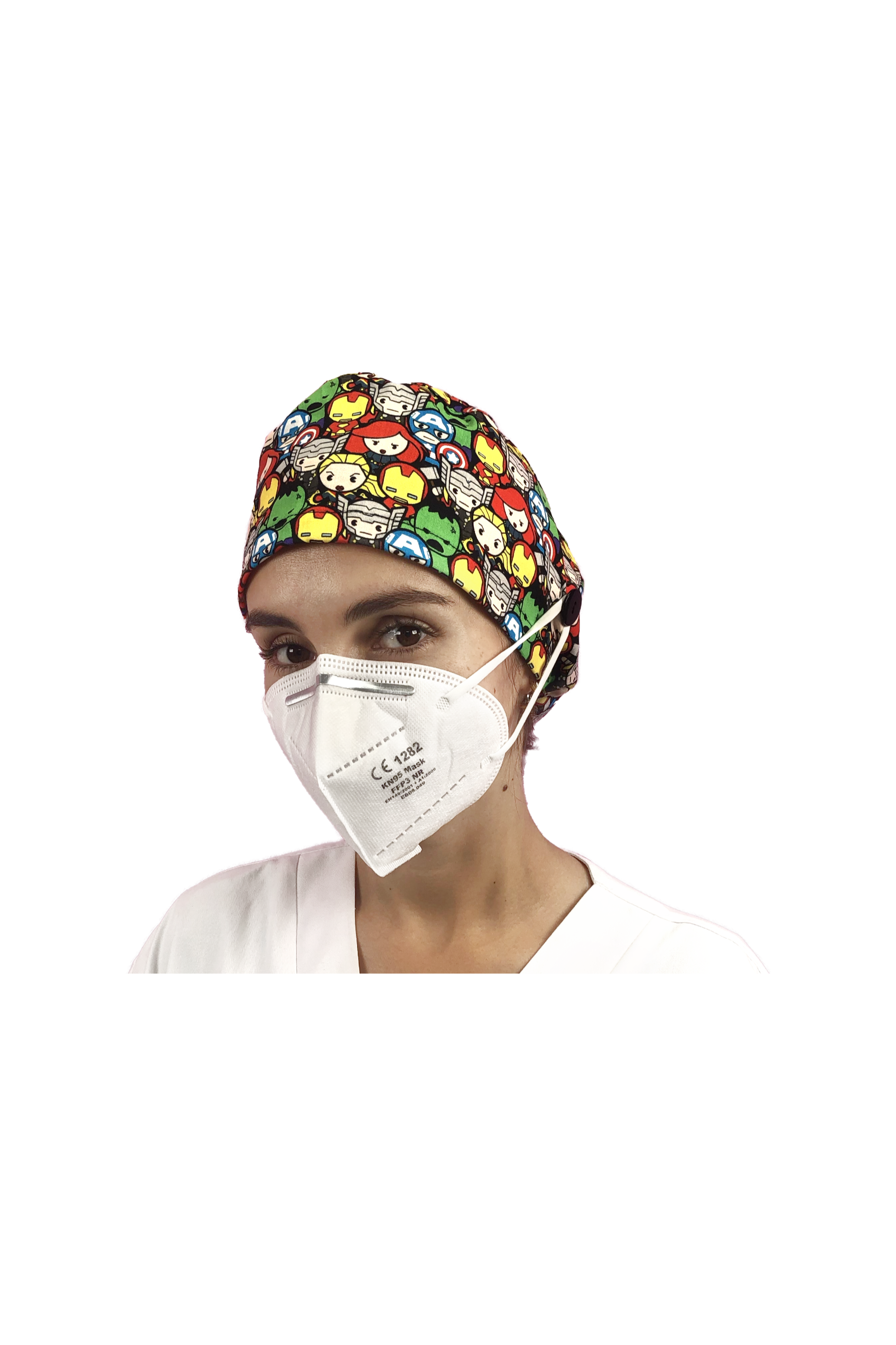 Surgical cap for long hair with buttons - Printed-60
