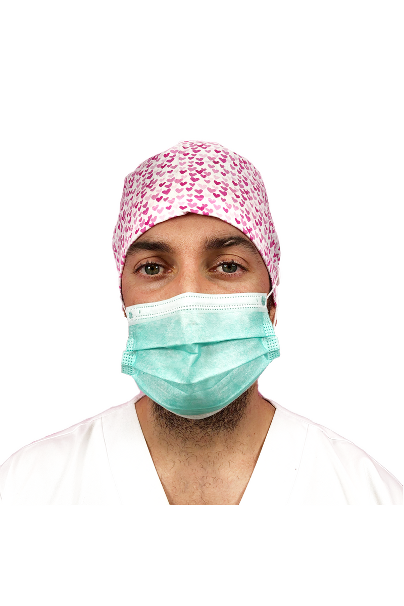 Short hair surgical cap with buttons - Printed -zoom-