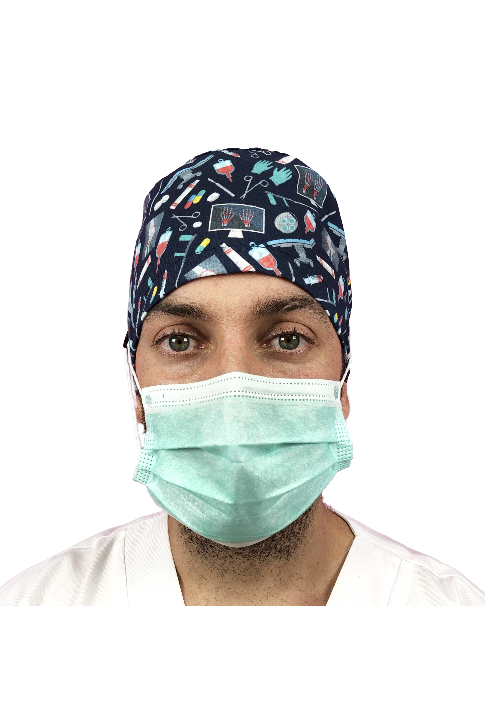 Short hair surgical cap with buttons - Printed -zoom-27