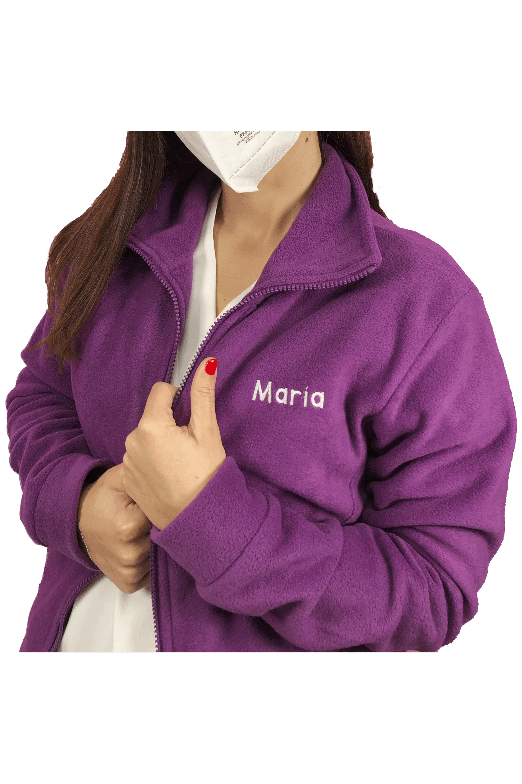 Forro Polar Sanitario Mujer Personalizado – Púrpura con bordado Dentista-6