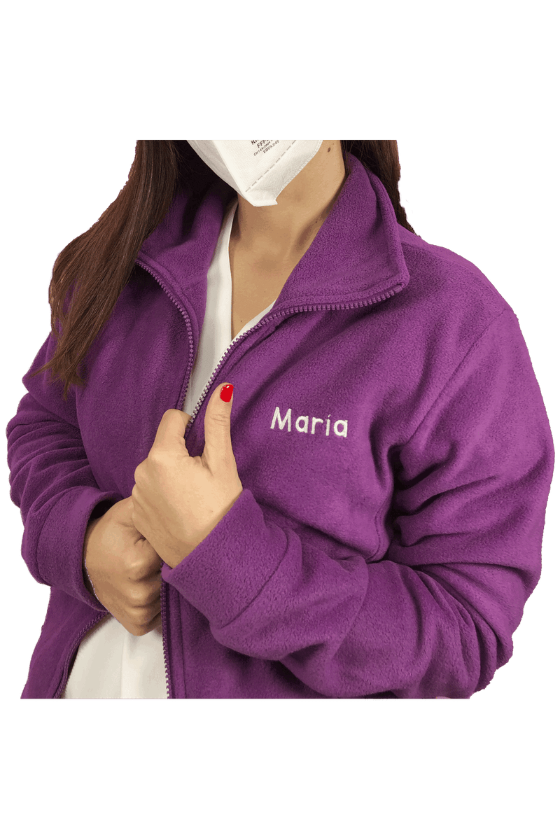 Forro Polar Sanitario Mujer Personalizado – Púrpura con bordado Dentista-zoom-