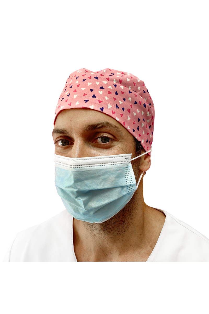 Short hair surgical cap with buttons - Printed -zoom-
