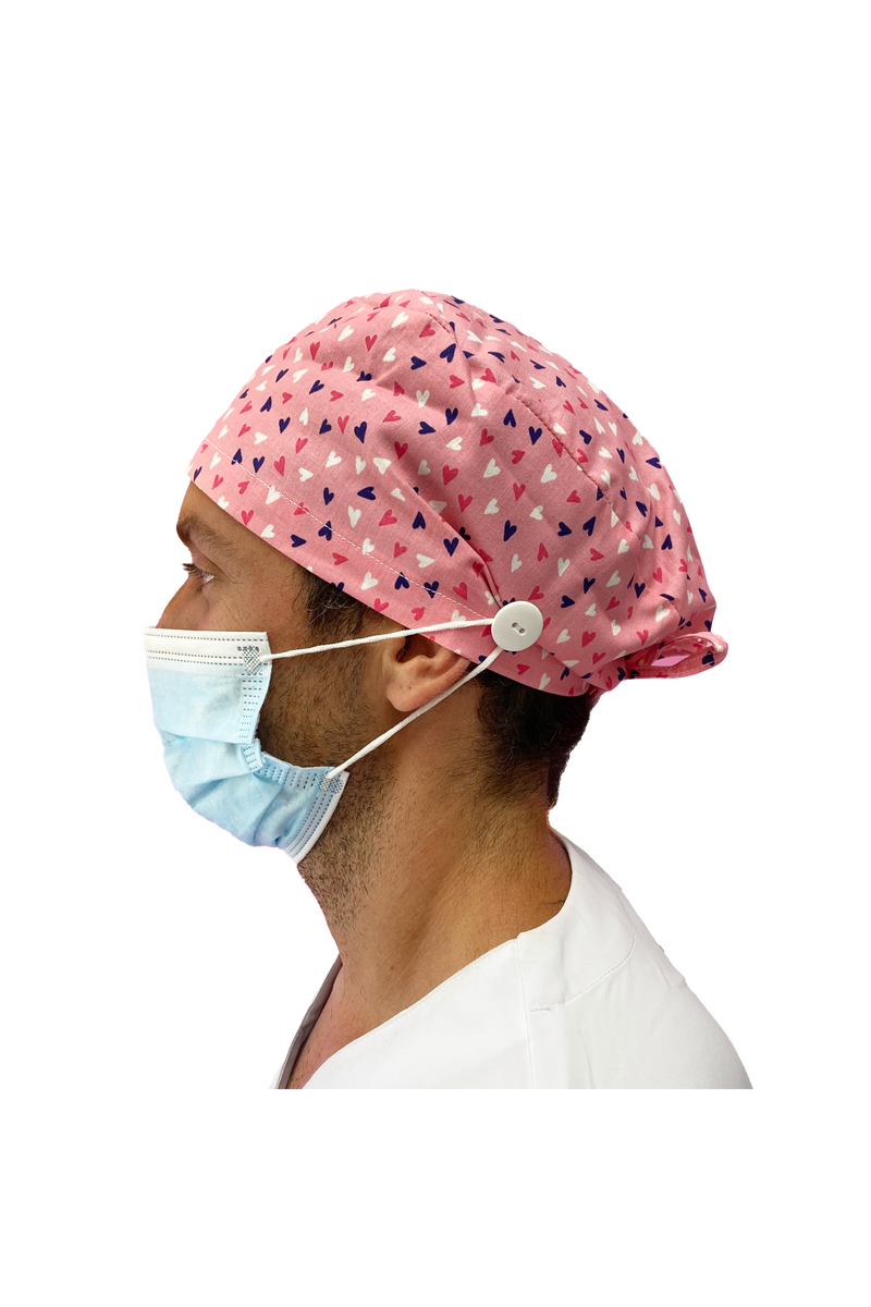 Short hair surgical cap with buttons - Printed -zoom-