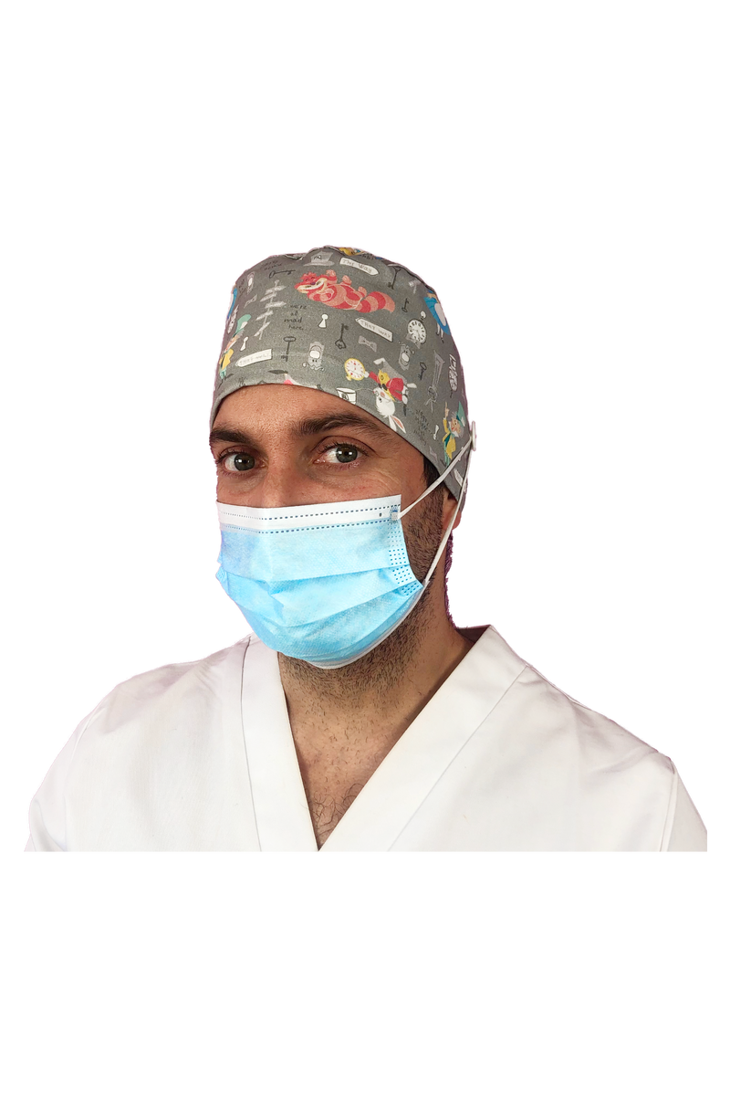 Short hair surgical cap with buttons - Printed -zoom-