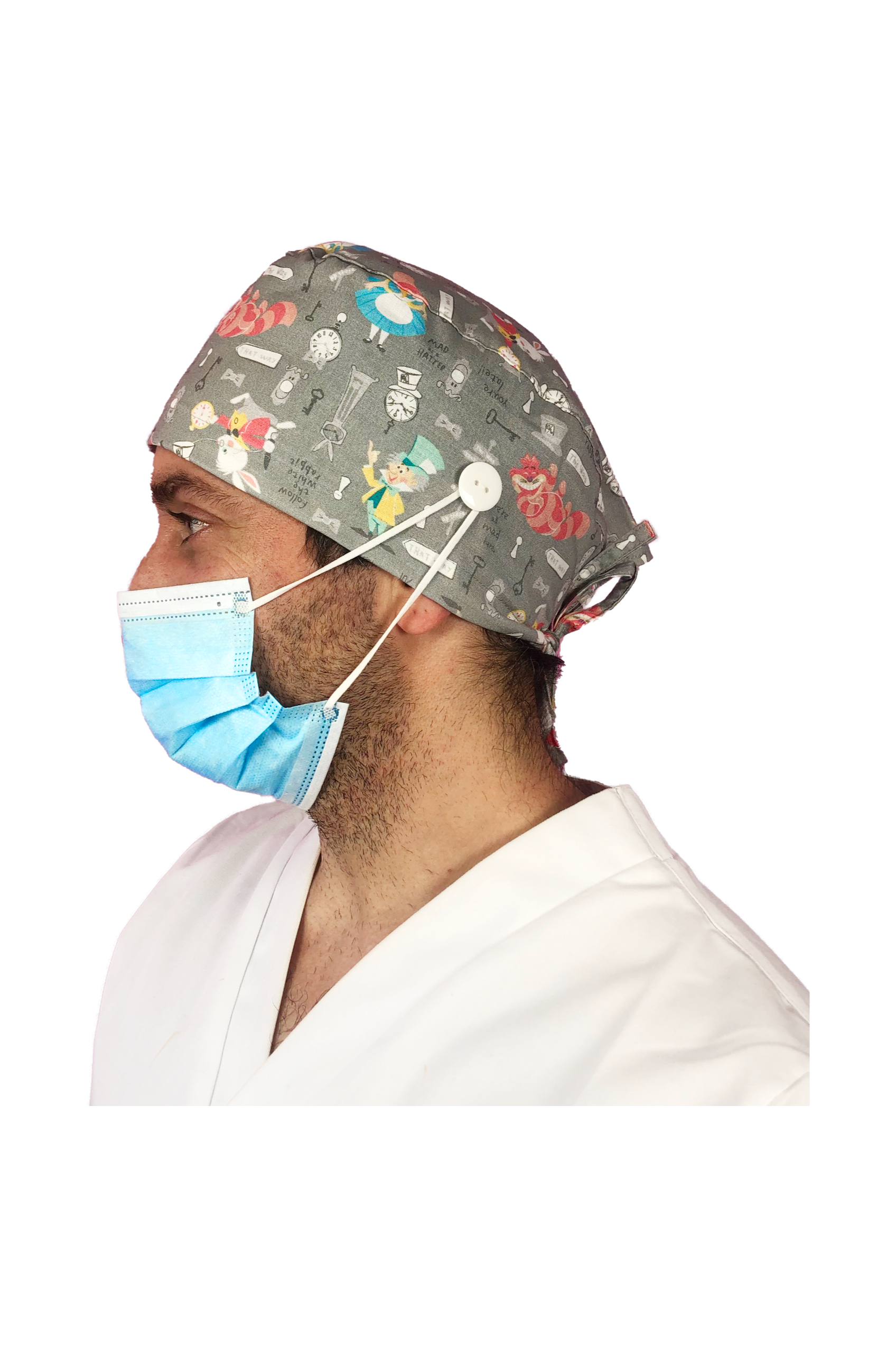 Short hair surgical cap with buttons - Printed -64