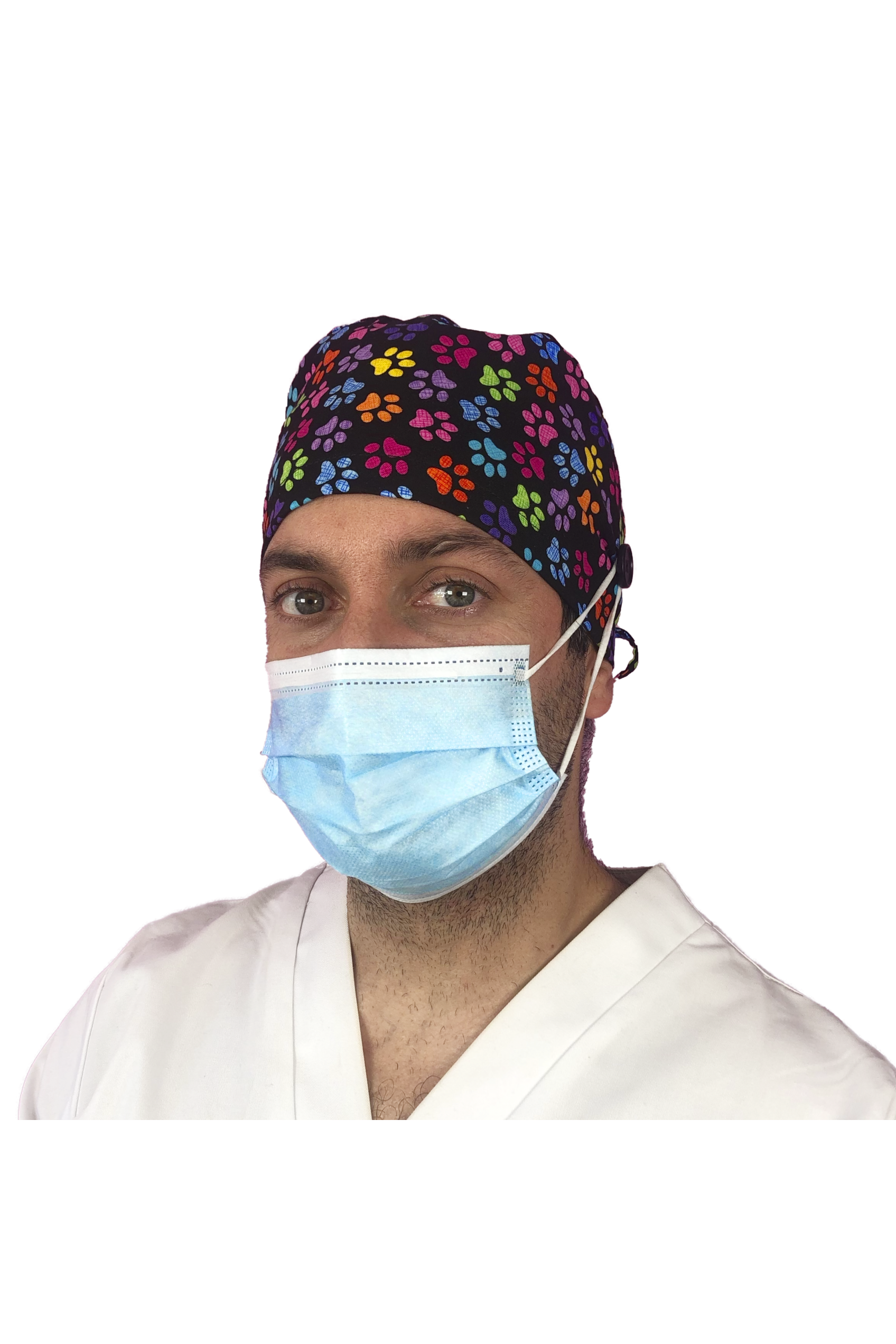 Short hair surgical cap with buttons - Printed -25