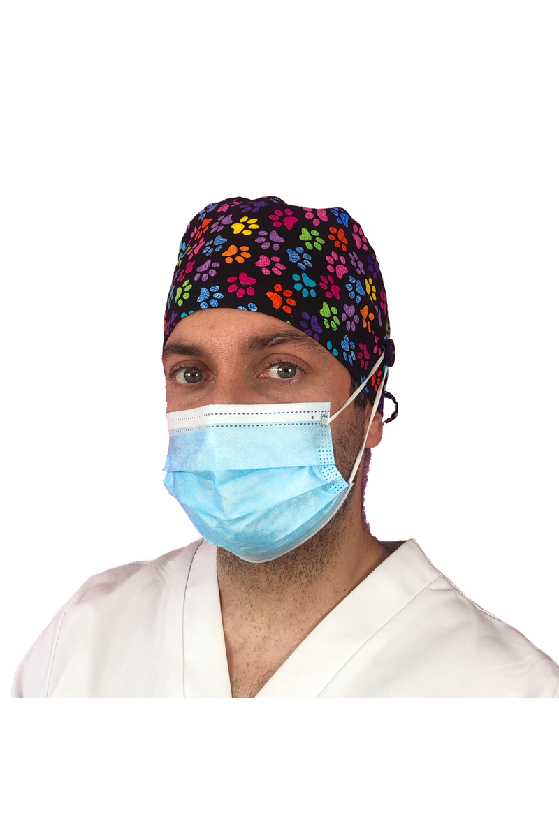 Short hair surgical cap with buttons - Printed -zoom-