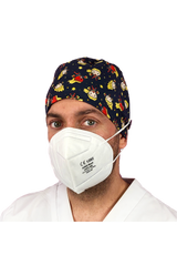 Short hair surgical cap with buttons - Printed 