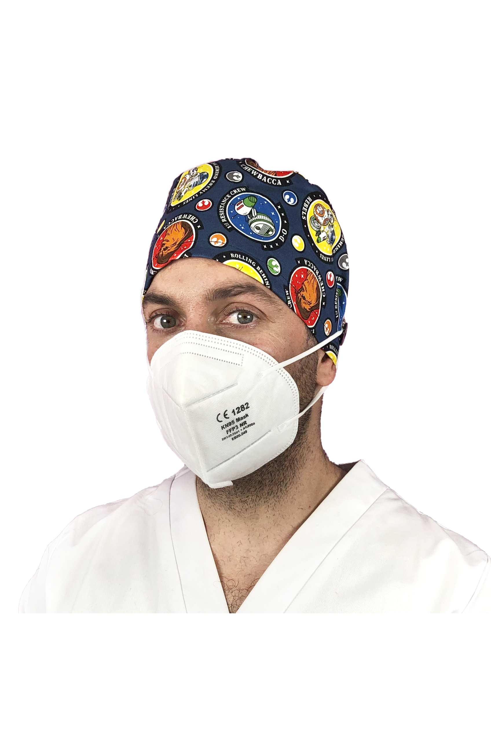 Short hair surgical cap with buttons - Printed -35