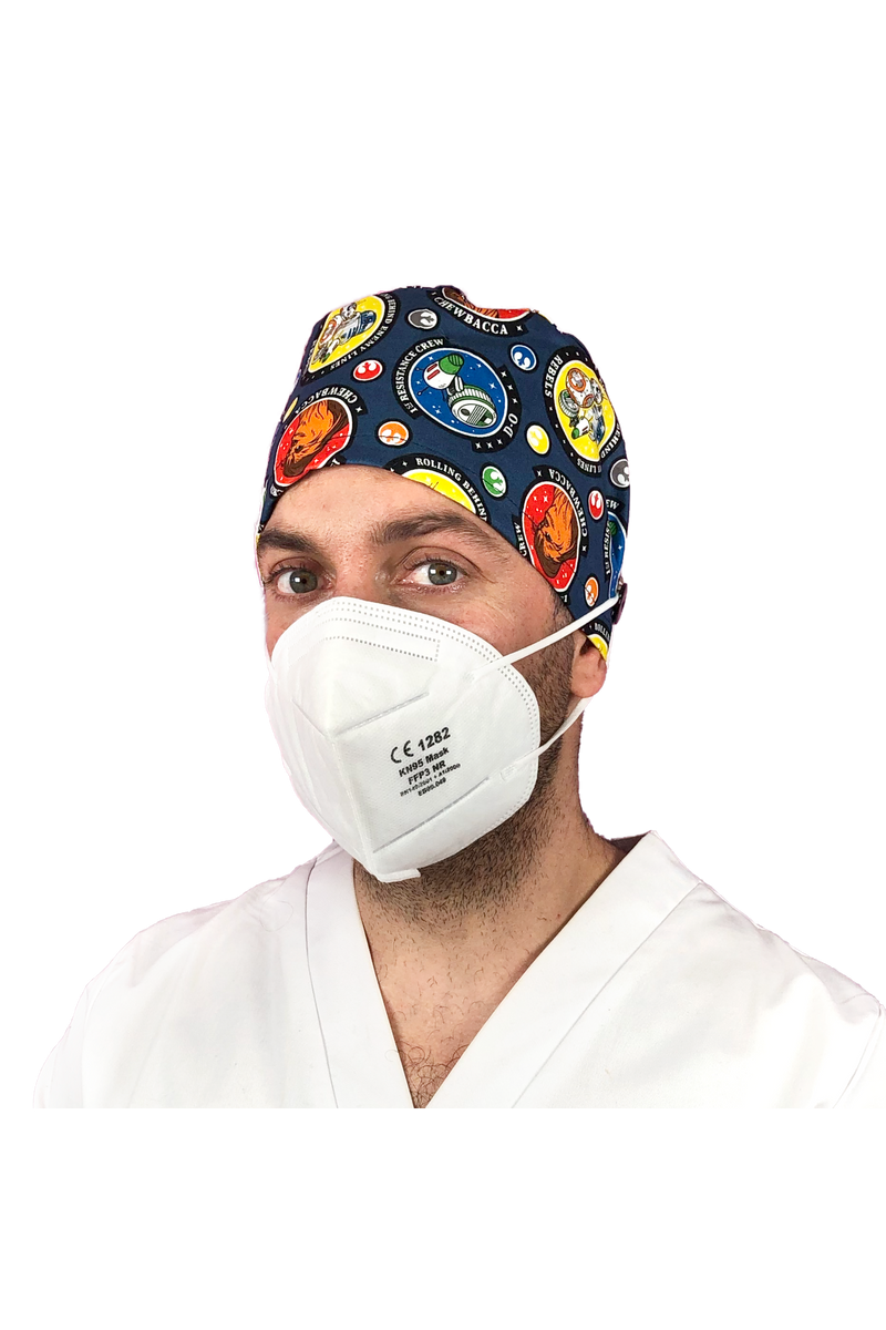Short hair surgical cap with buttons - Printed -zoom-