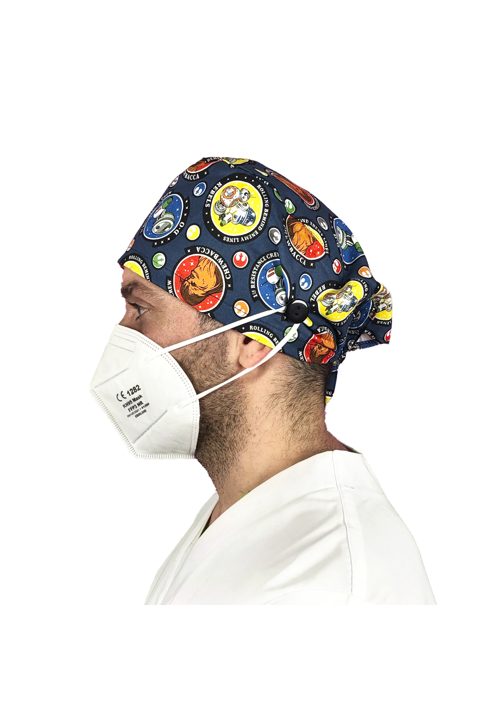 Short hair surgical cap with buttons - Printed -36