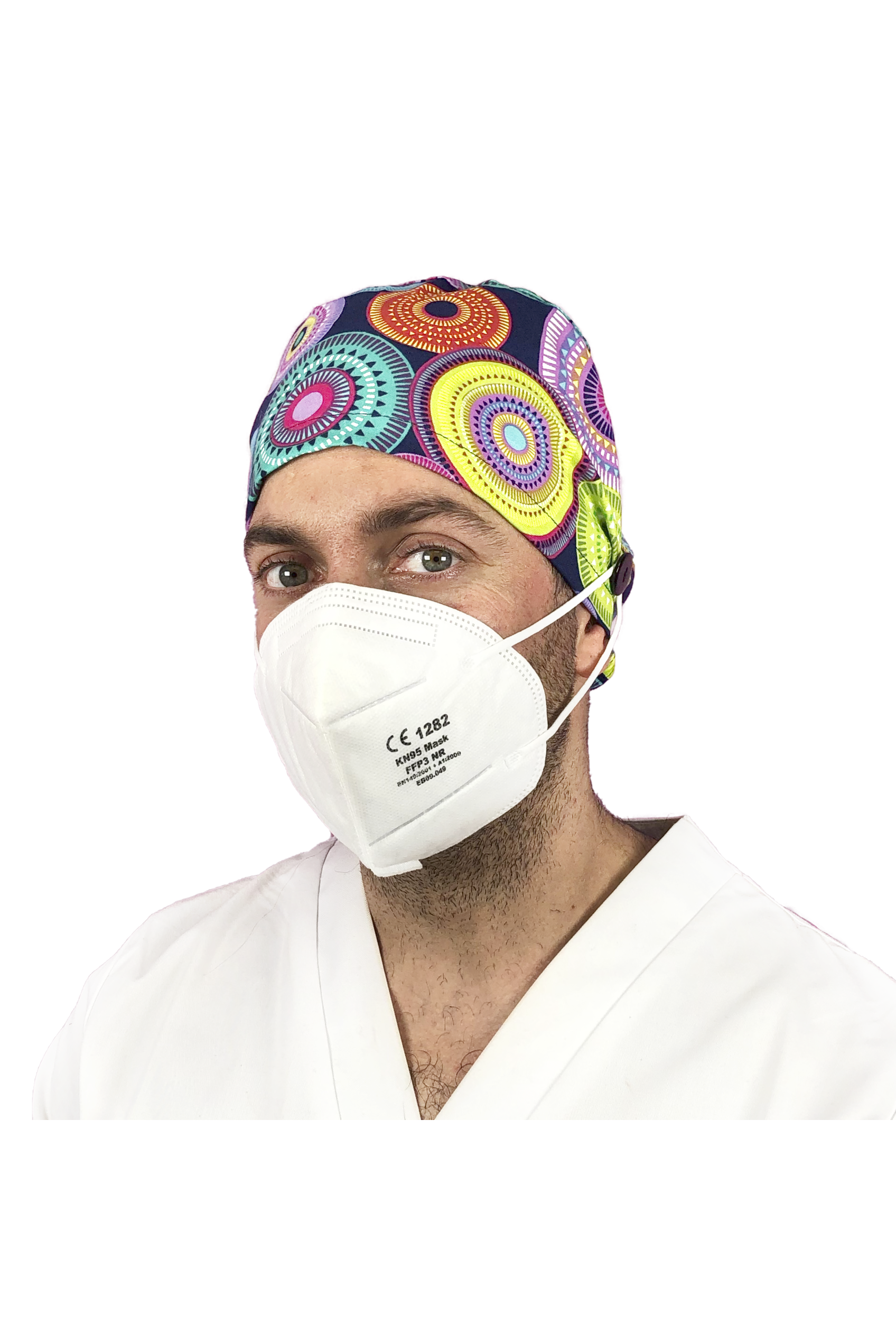 Short hair surgical cap with buttons - Printed -39