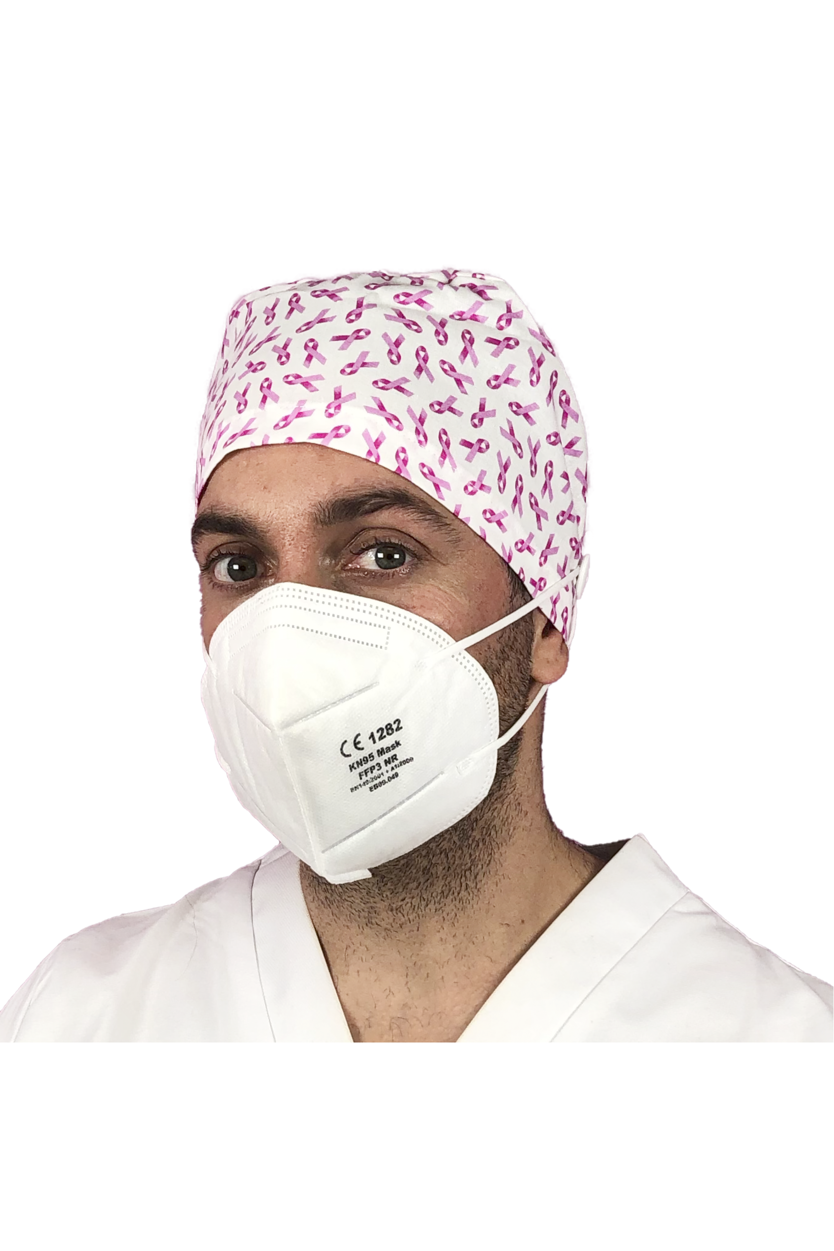 Short hair surgical cap with buttons - Printed -zoom-19