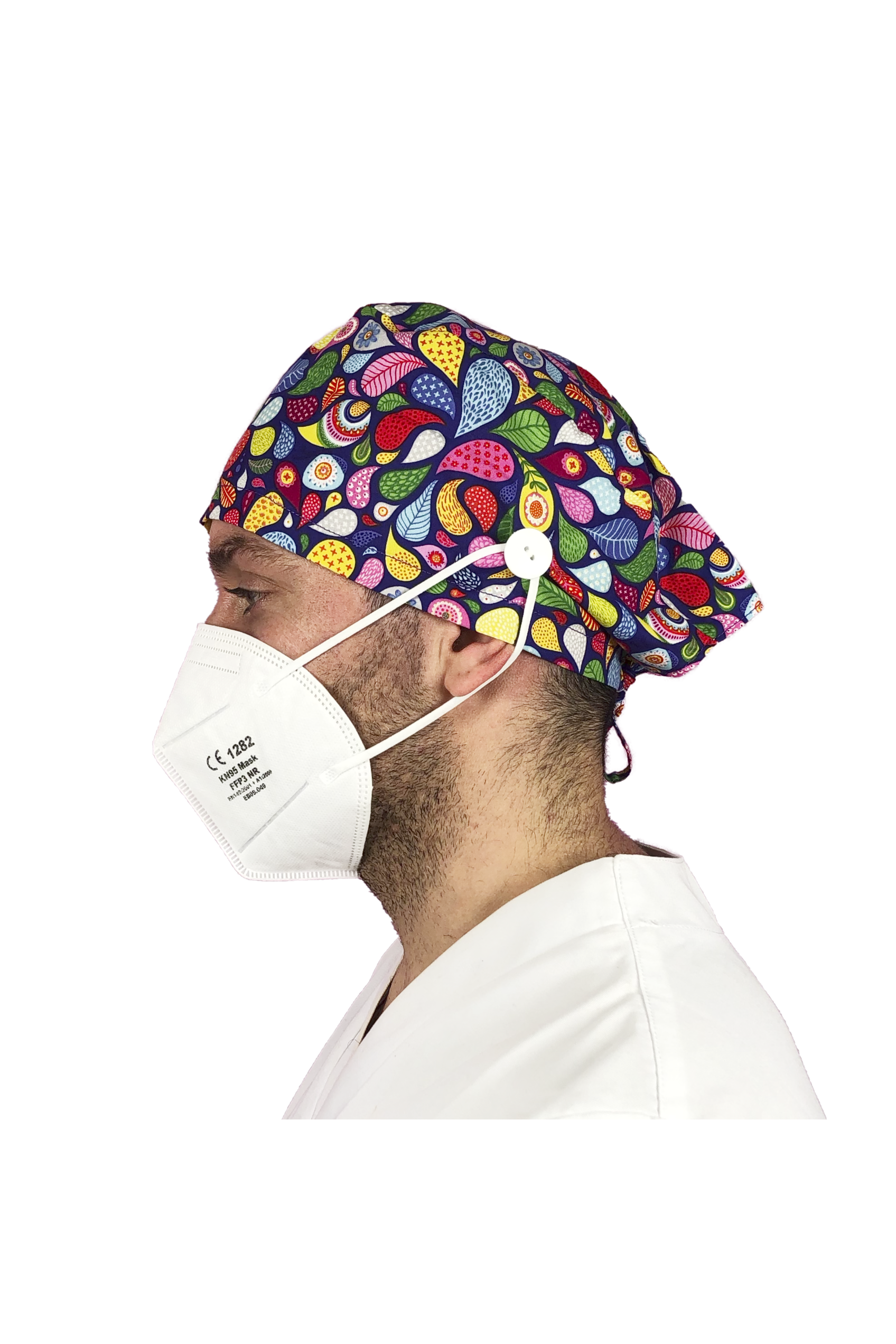 Short hair surgical cap with buttons - Printed -42