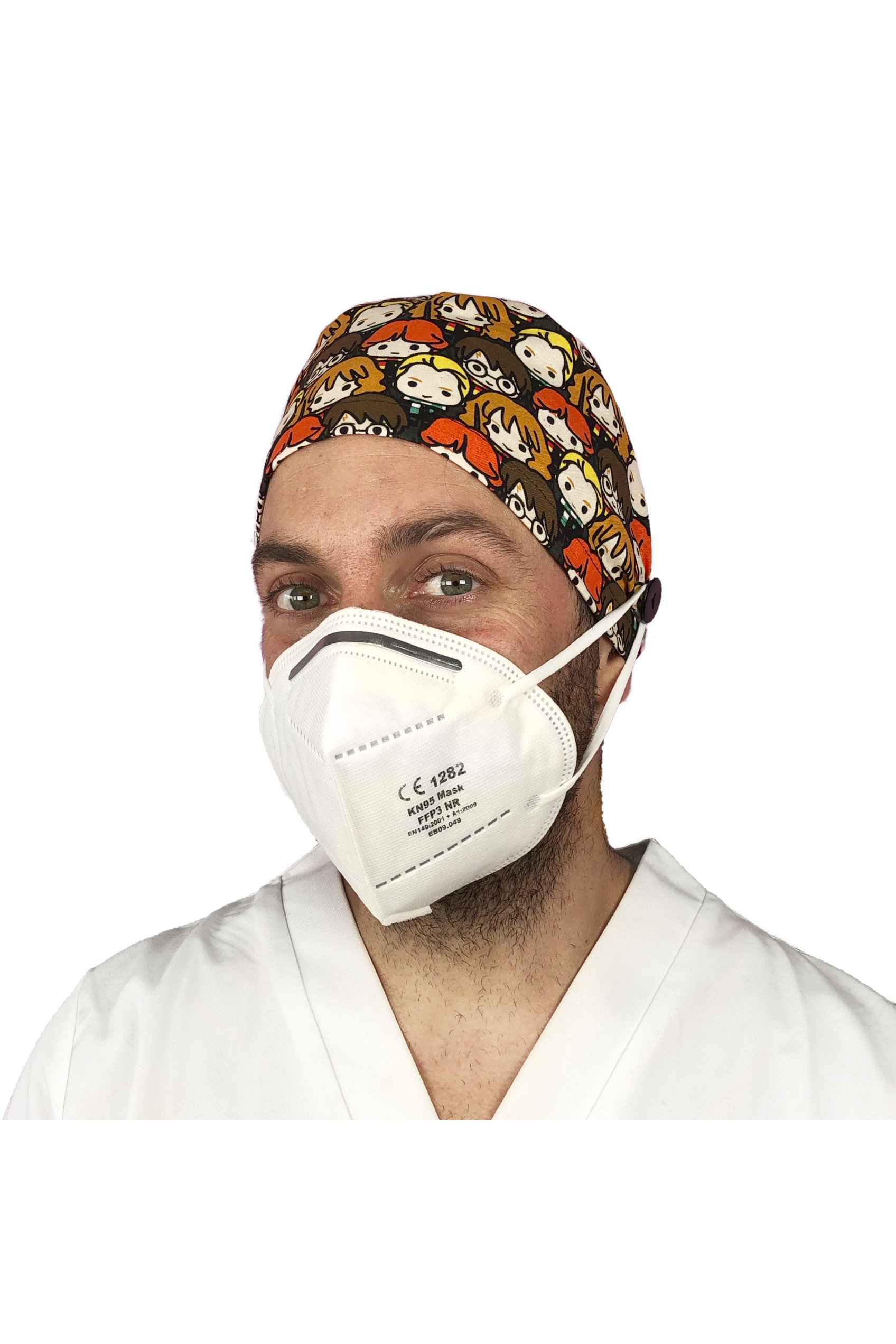 Short hair surgical cap with buttons - Printed -zoom-33