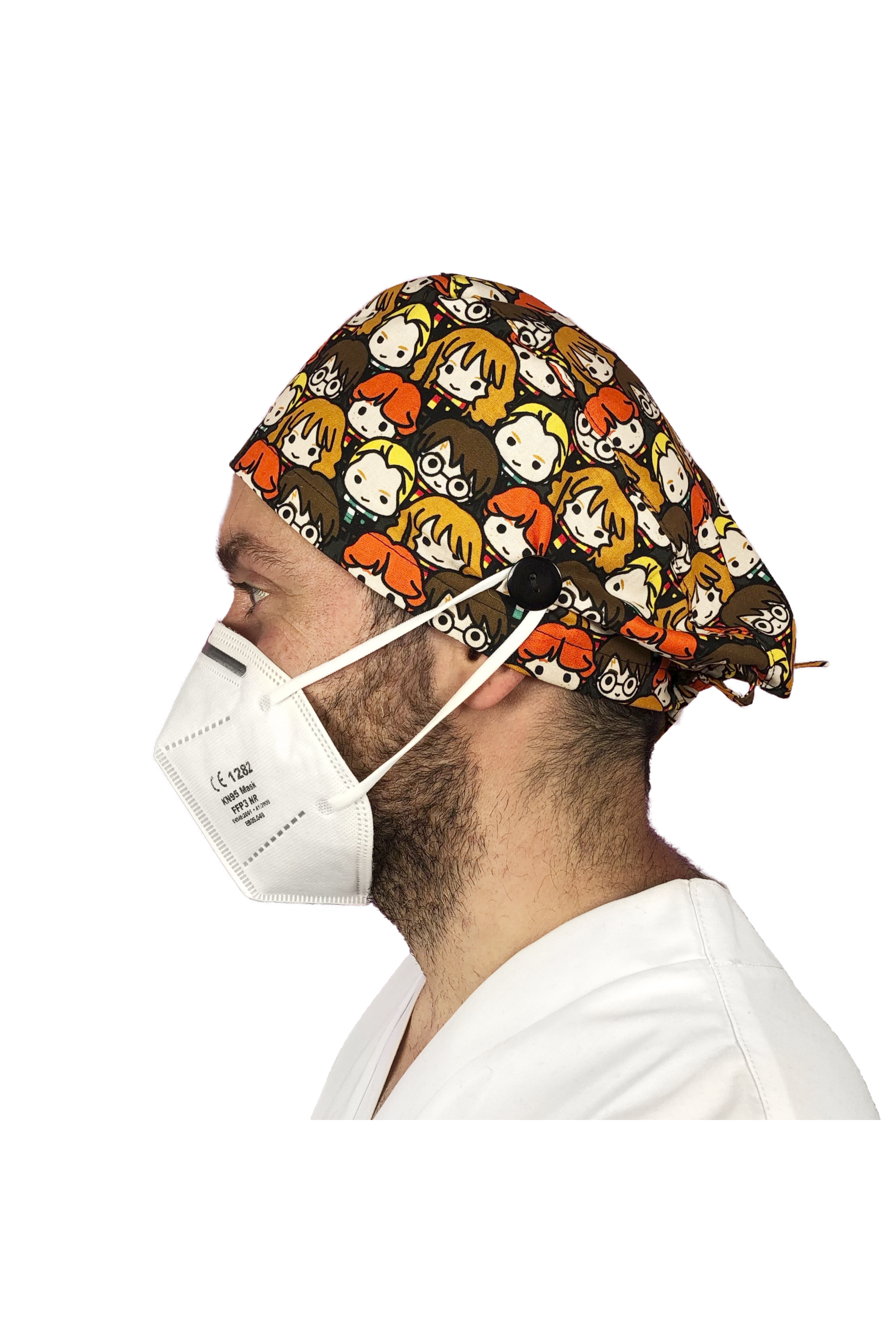 Short hair surgical cap with buttons - Printed -34