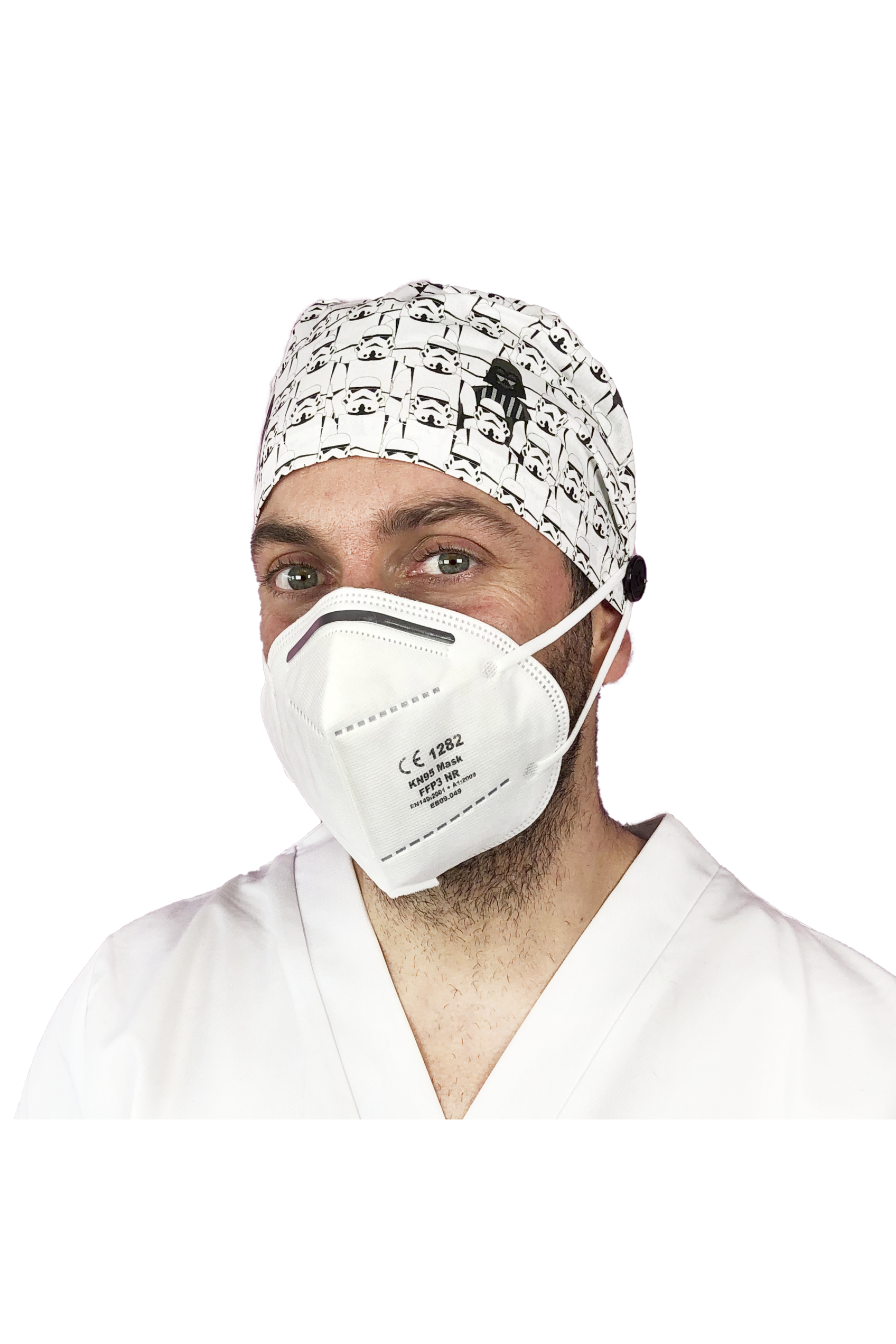 Short hair surgical cap with buttons - Printed -45