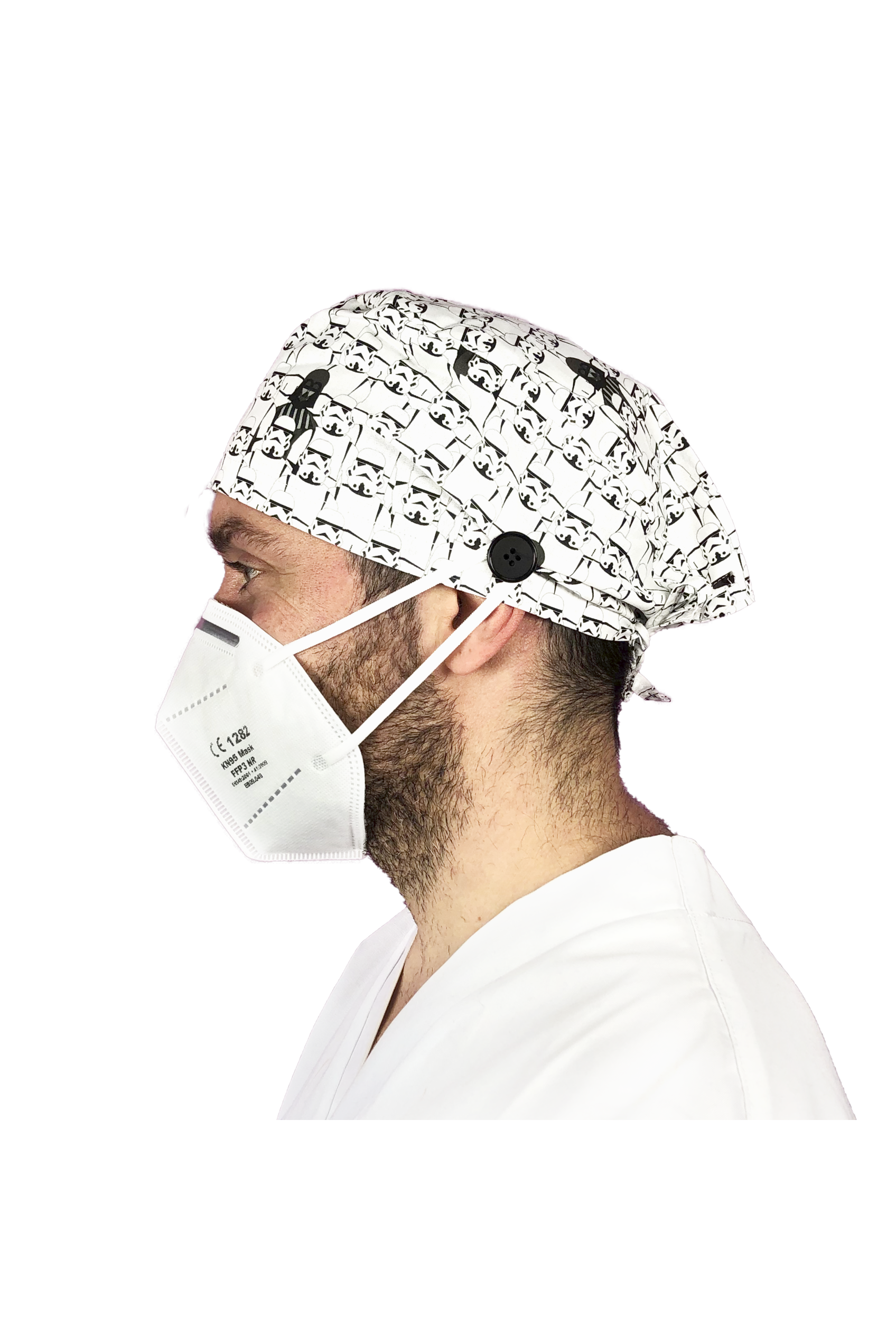 Short hair surgical cap with buttons - Printed -zoom-46