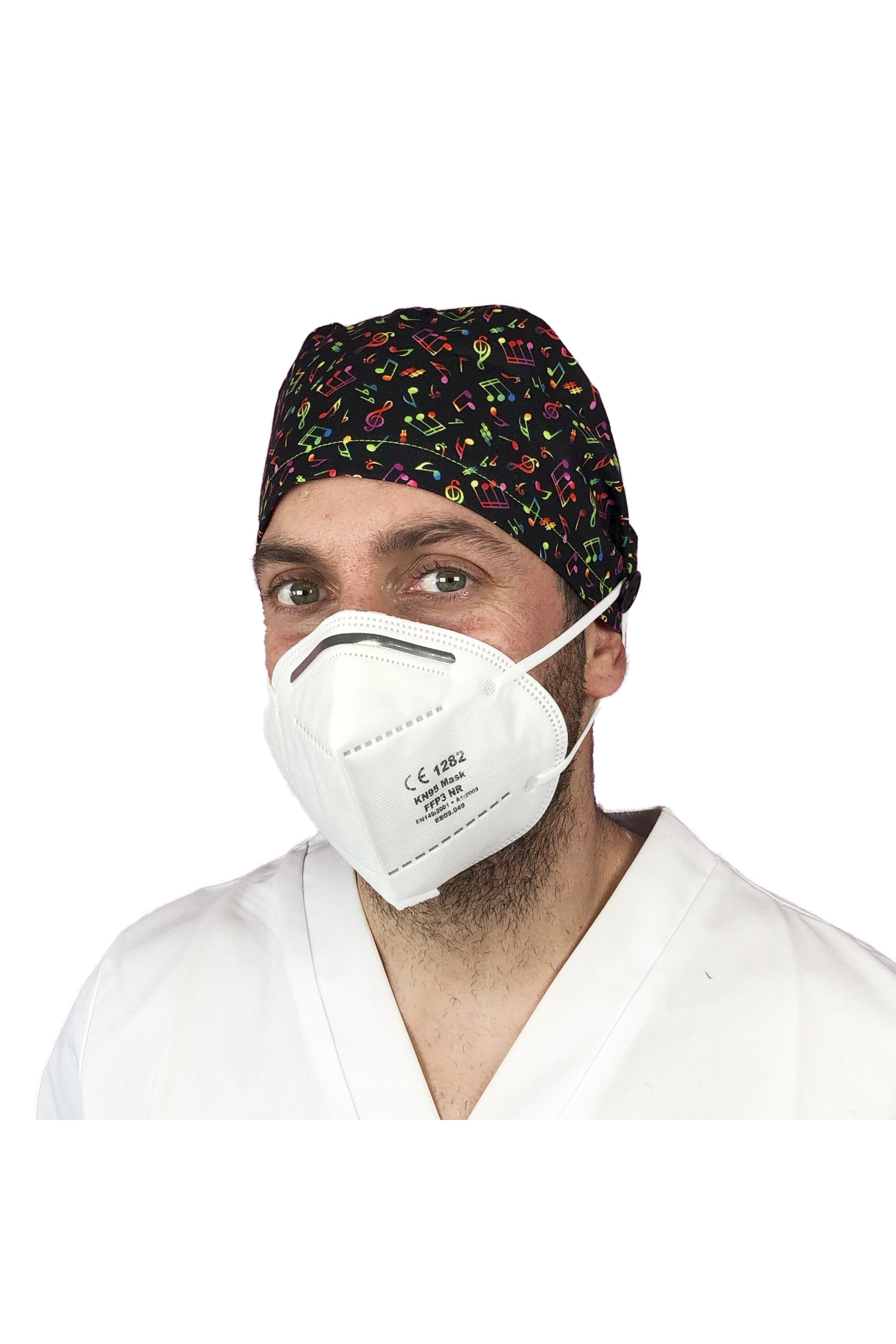 Short hair surgical cap with buttons - Printed -zoom-29