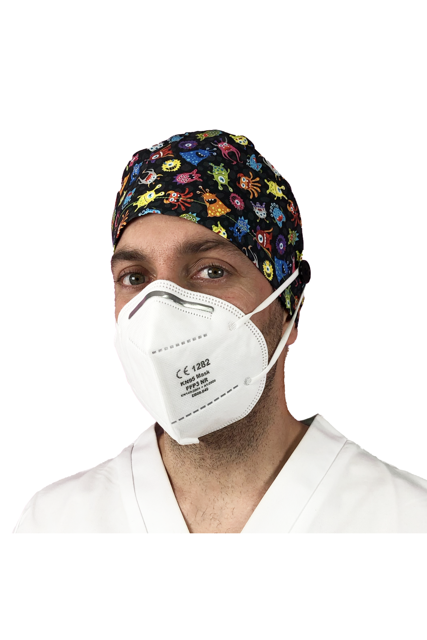 Short hair surgical cap with buttons - Printed -68