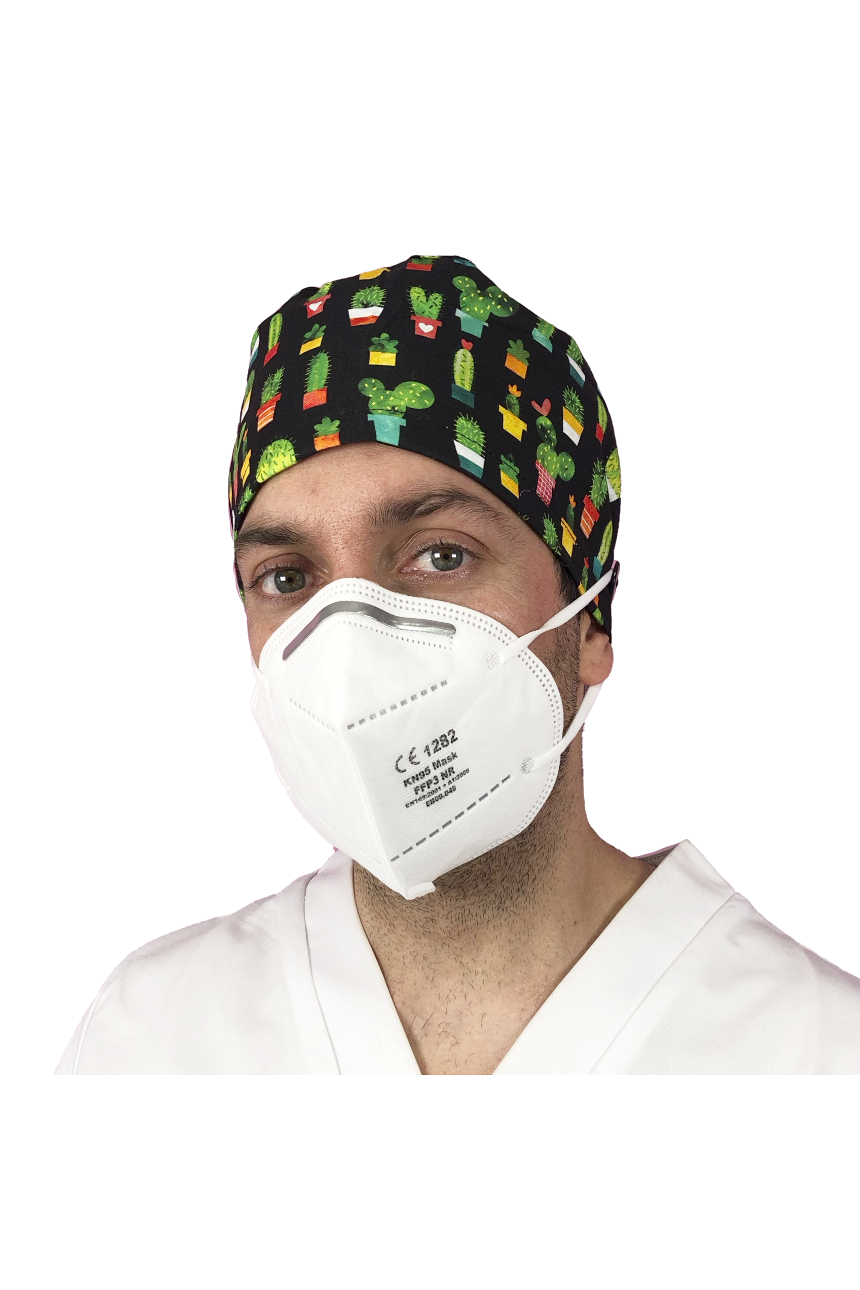 Short hair surgical cap with buttons - Printed -zoom-17