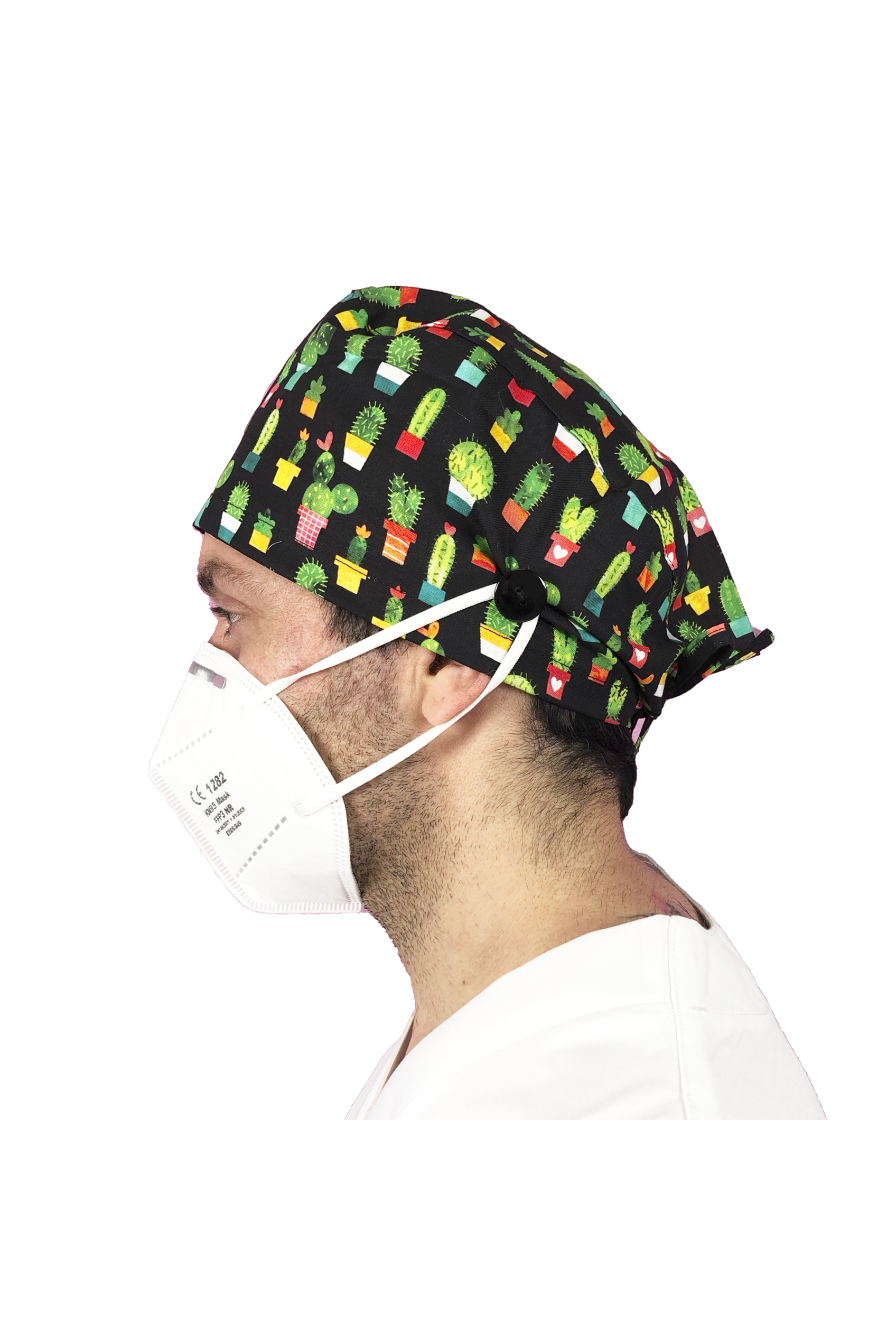 Short hair surgical cap with buttons - Printed -18